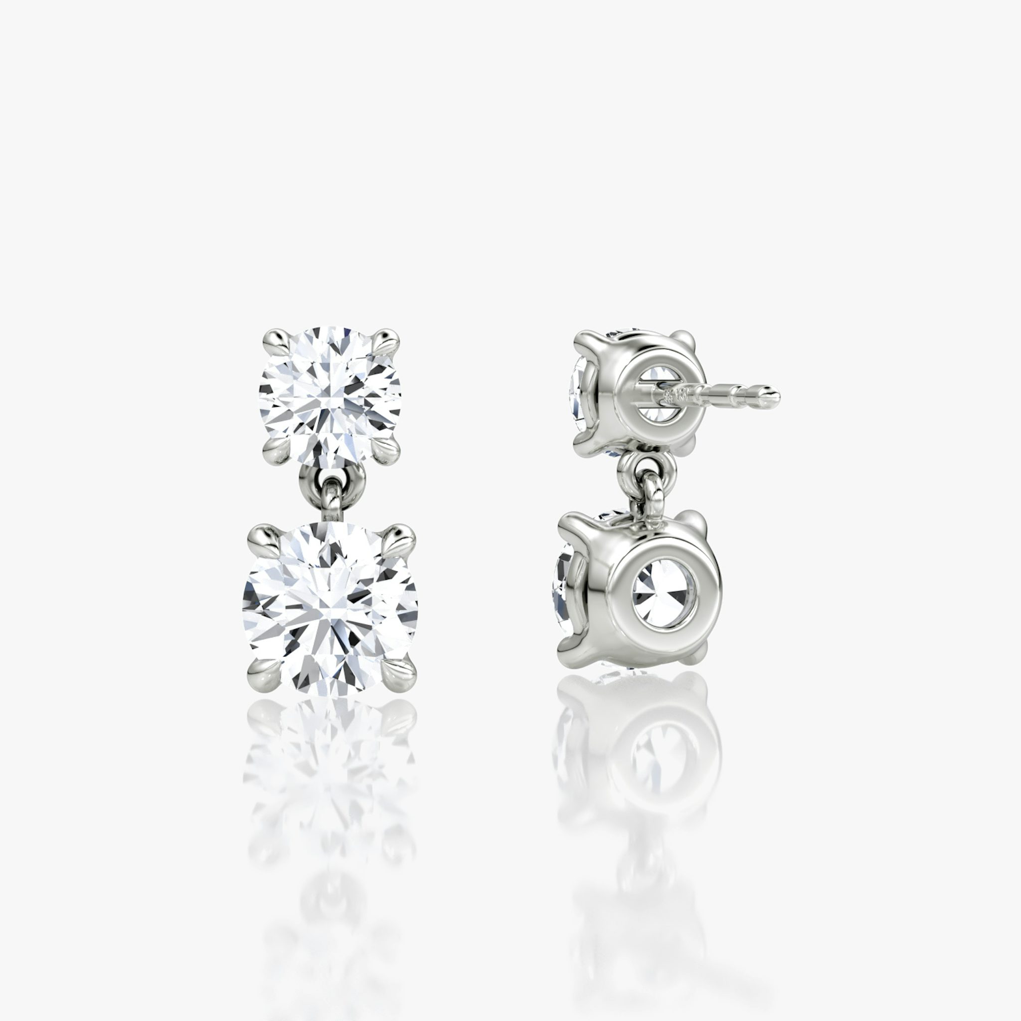 Signature Drop Earring | Round Brilliant and Round Brilliant | 14k | White Gold | caratWeight: 0.75ct