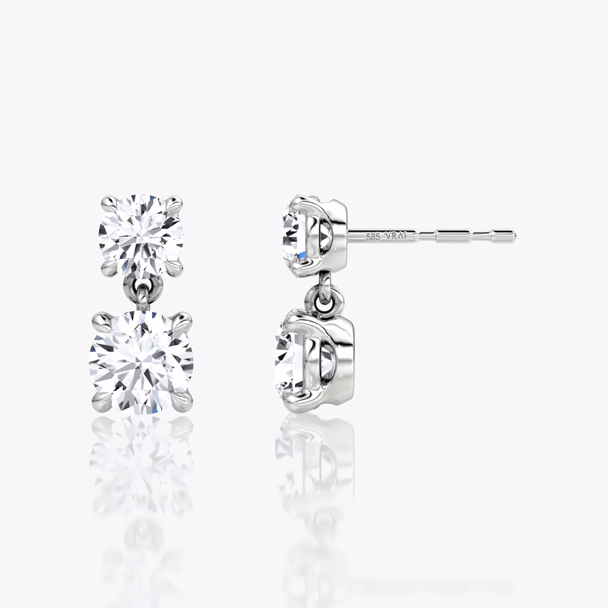 Signature Drop Earring | Round Brilliant and Round Brilliant | 14k | White Gold | caratWeight: 0.75ct