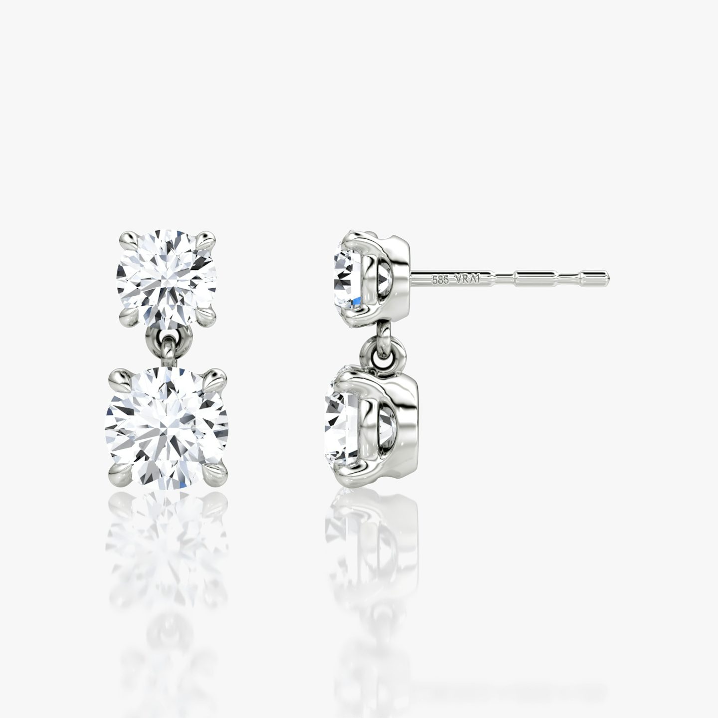 Signature Drop Earring | Round Brilliant and Round Brilliant | 14k | White Gold | caratWeight: 0.75ct