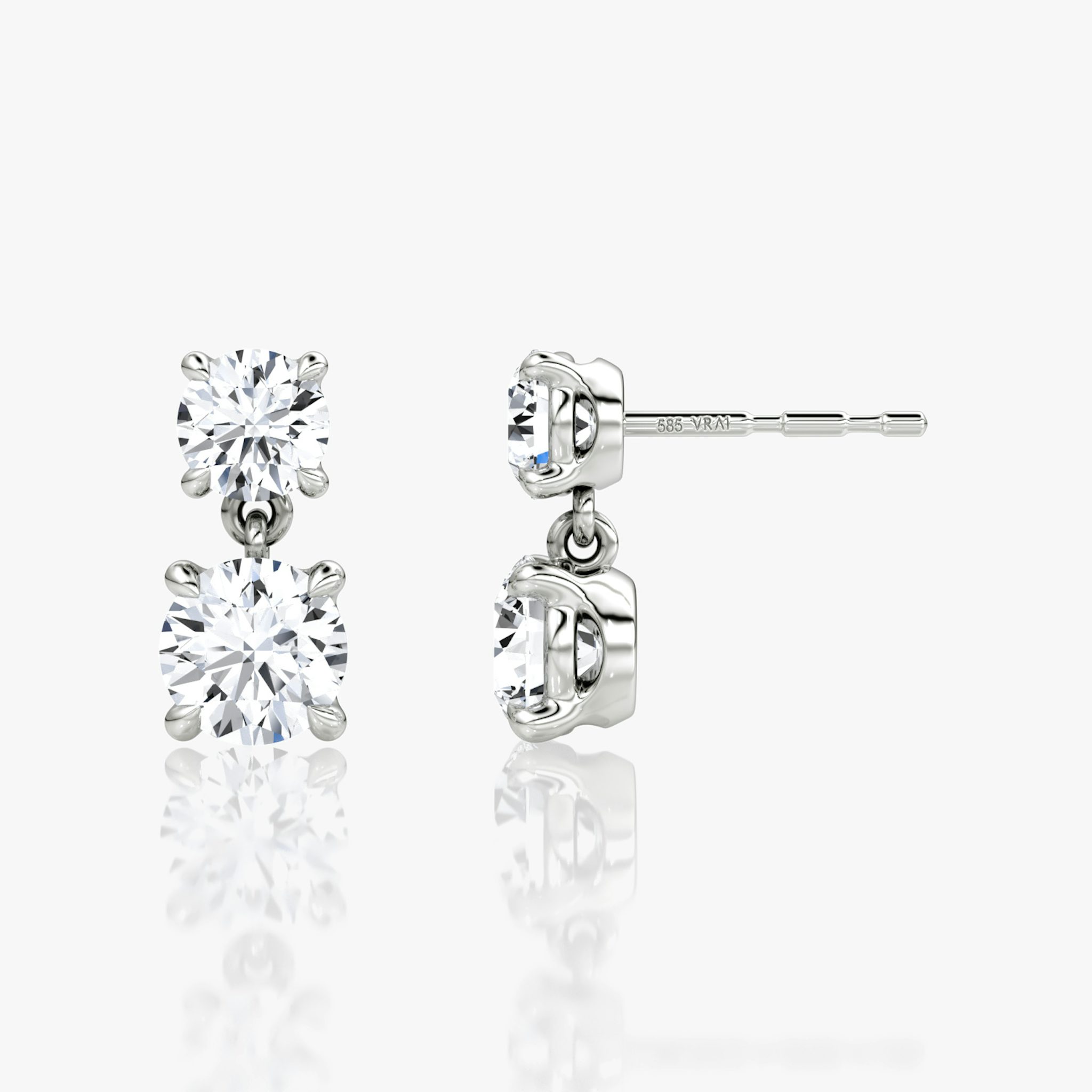 Signature Drop Earring | Round Brilliant and Round Brilliant | 14k | White Gold | caratWeight: 0.75ct