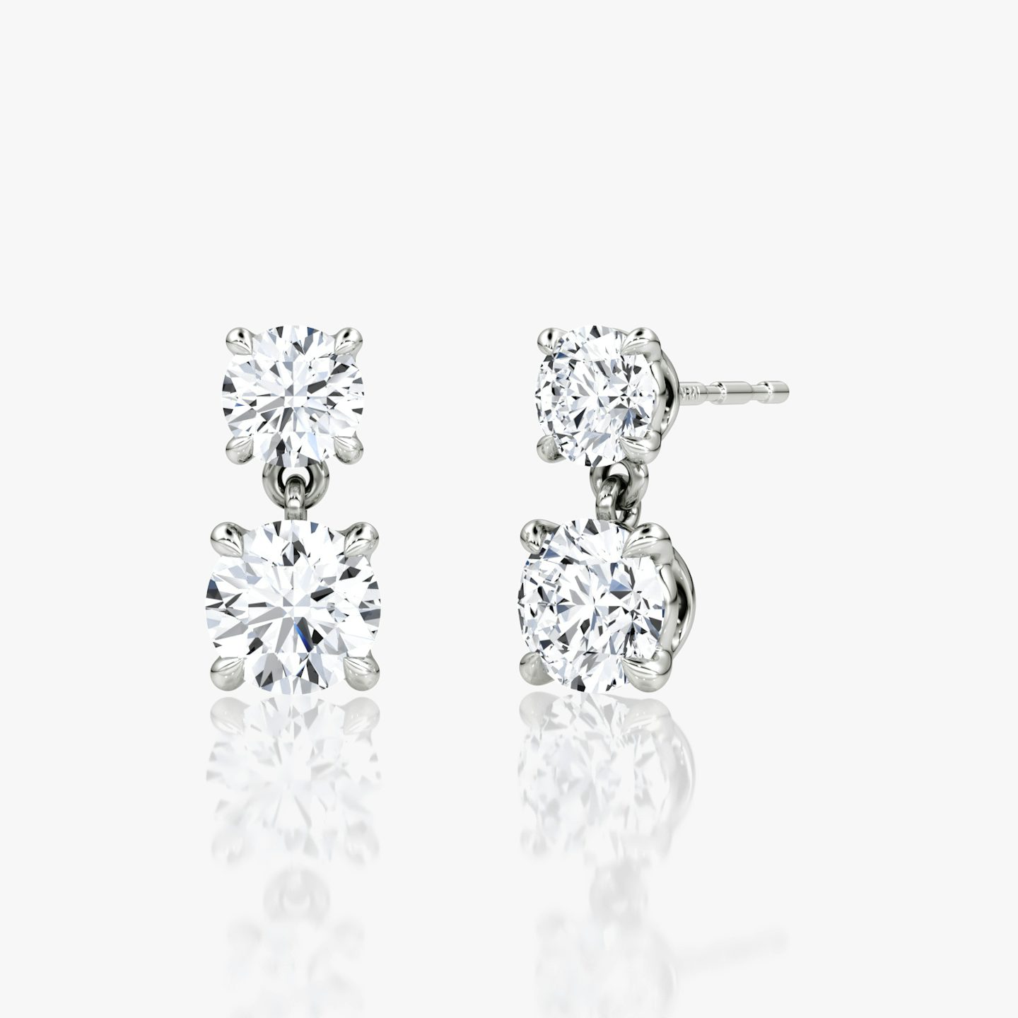 Signature Drop Earring | Round Brilliant and Round Brilliant | 14k | White Gold | caratWeight: 0.75ct