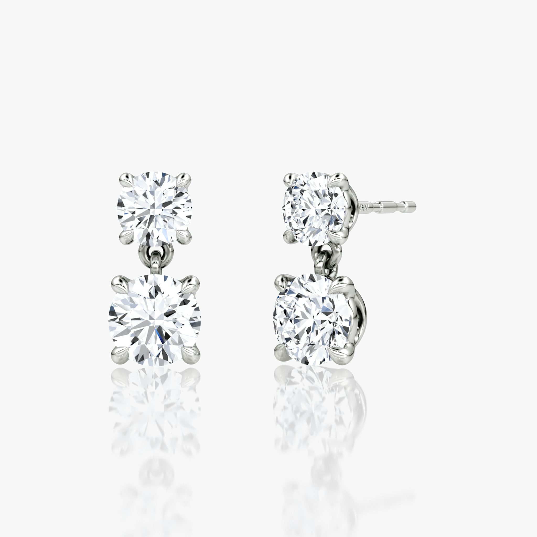 Signature Drop Earring | Round Brilliant and Round Brilliant | 14k | White Gold | caratWeight: 0.75ct