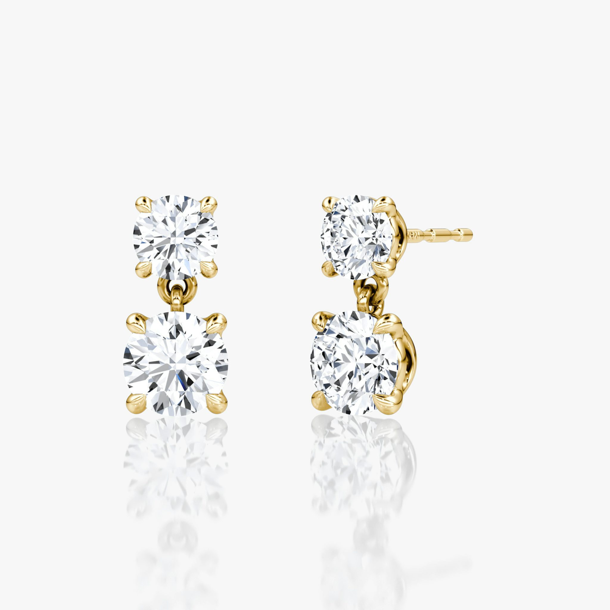 Signature Drop Earring | Round Brilliant and Round Brilliant | 14k | Yellow Gold | caratWeight: 0.75ct