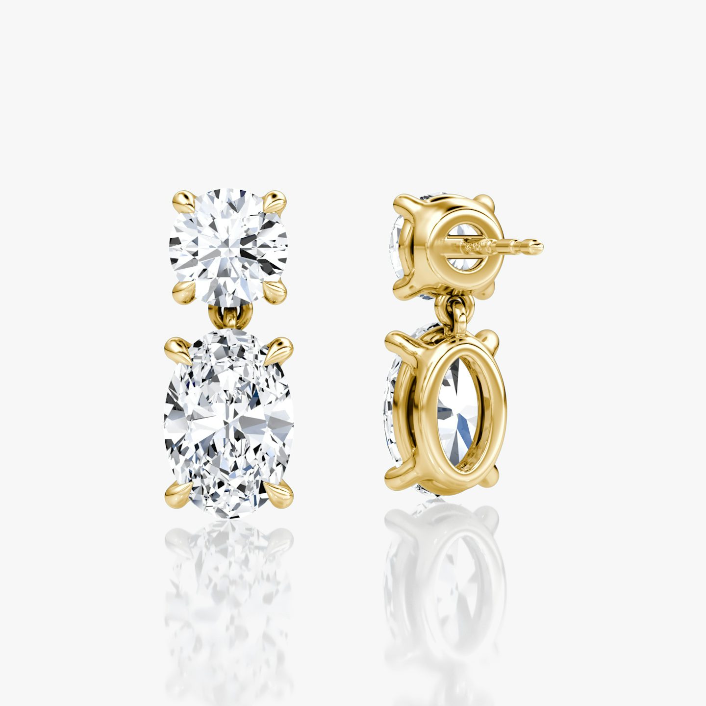 Signature Drop Earring | Round Brilliant and Oval | 14k | Yellow Gold | caratWeight: 1.50ct