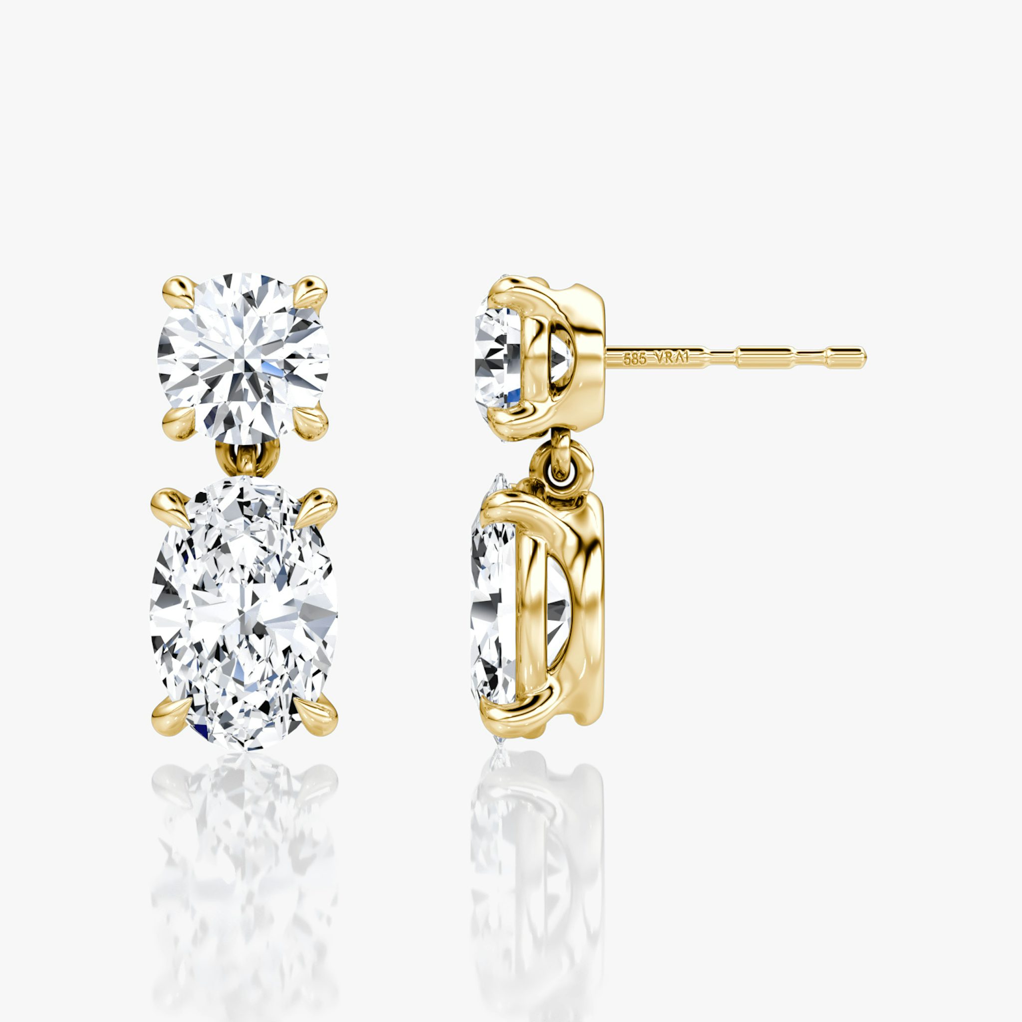 Signature Drop Earring | Round Brilliant and Oval | 14k | Yellow Gold | caratWeight: 1.50ct