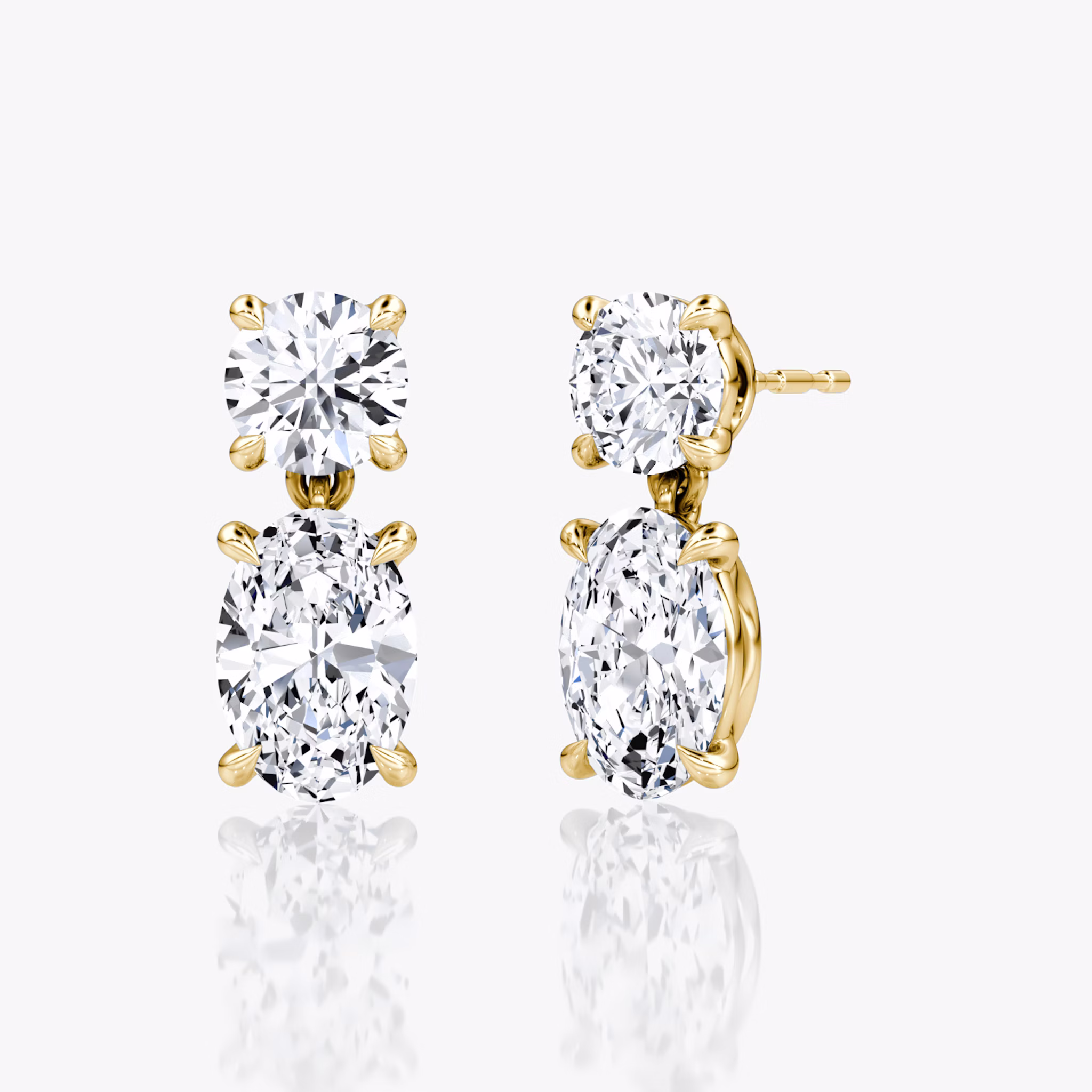 Signature Drop Earring | Round Brilliant and Oval | 14k | Yellow Gold | caratWeight: 1.50ct