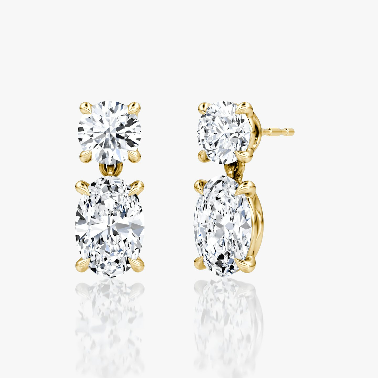Signature Drop Earring | Round Brilliant and Oval | 14k | Yellow Gold | caratWeight: 1.50ct