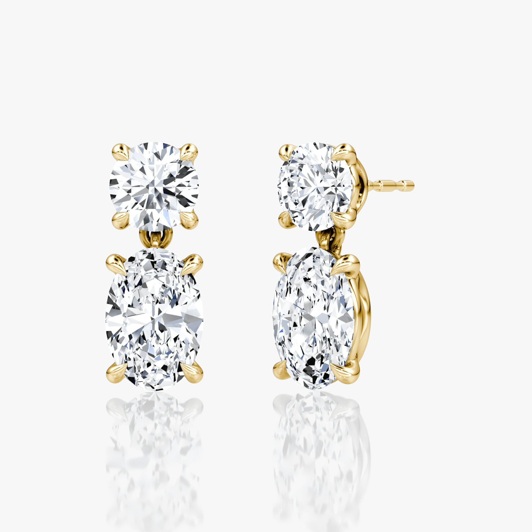 Signature Drop Earring | Round Brilliant and Oval | 14k | Yellow Gold | caratWeight: 1.50ct
