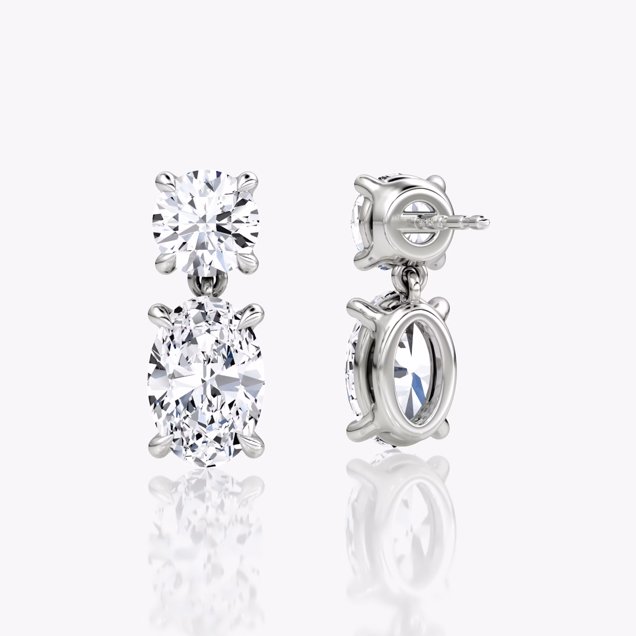 Signature Drop Earring | Round Brilliant and Oval | 14k | White Gold | caratWeight: 1.50ct