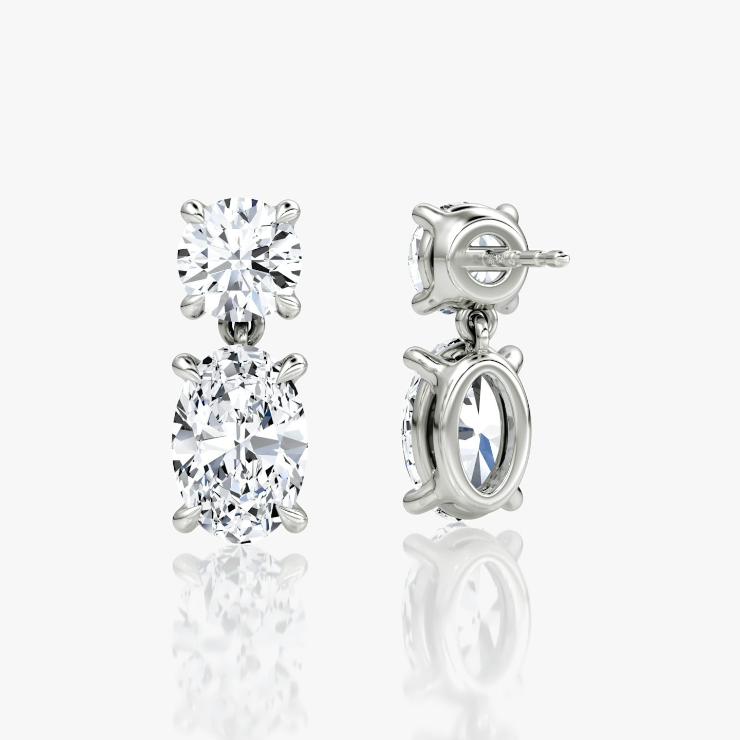 Signature Drop Earring | Round Brilliant and Oval | 14k | White Gold | caratWeight: 1.50ct