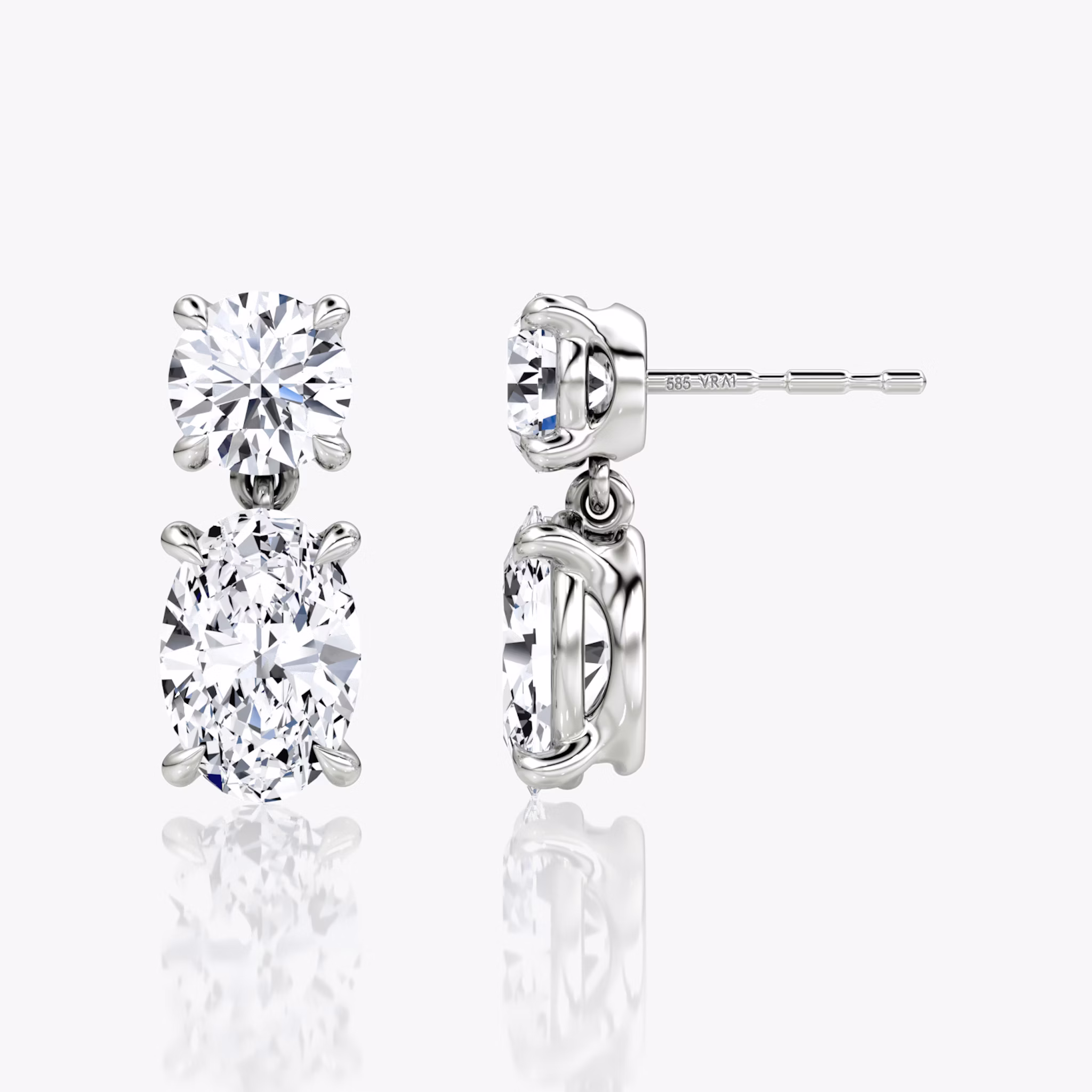 Signature Drop Earring | Round Brilliant and Oval | 14k | White Gold | caratWeight: 1.50ct
