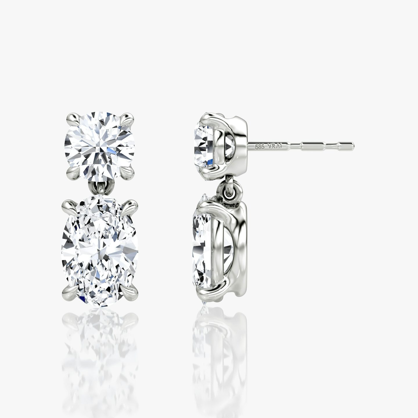 Signature Drop Earring | Round Brilliant and Oval | 14k | White Gold | caratWeight: 1.50ct