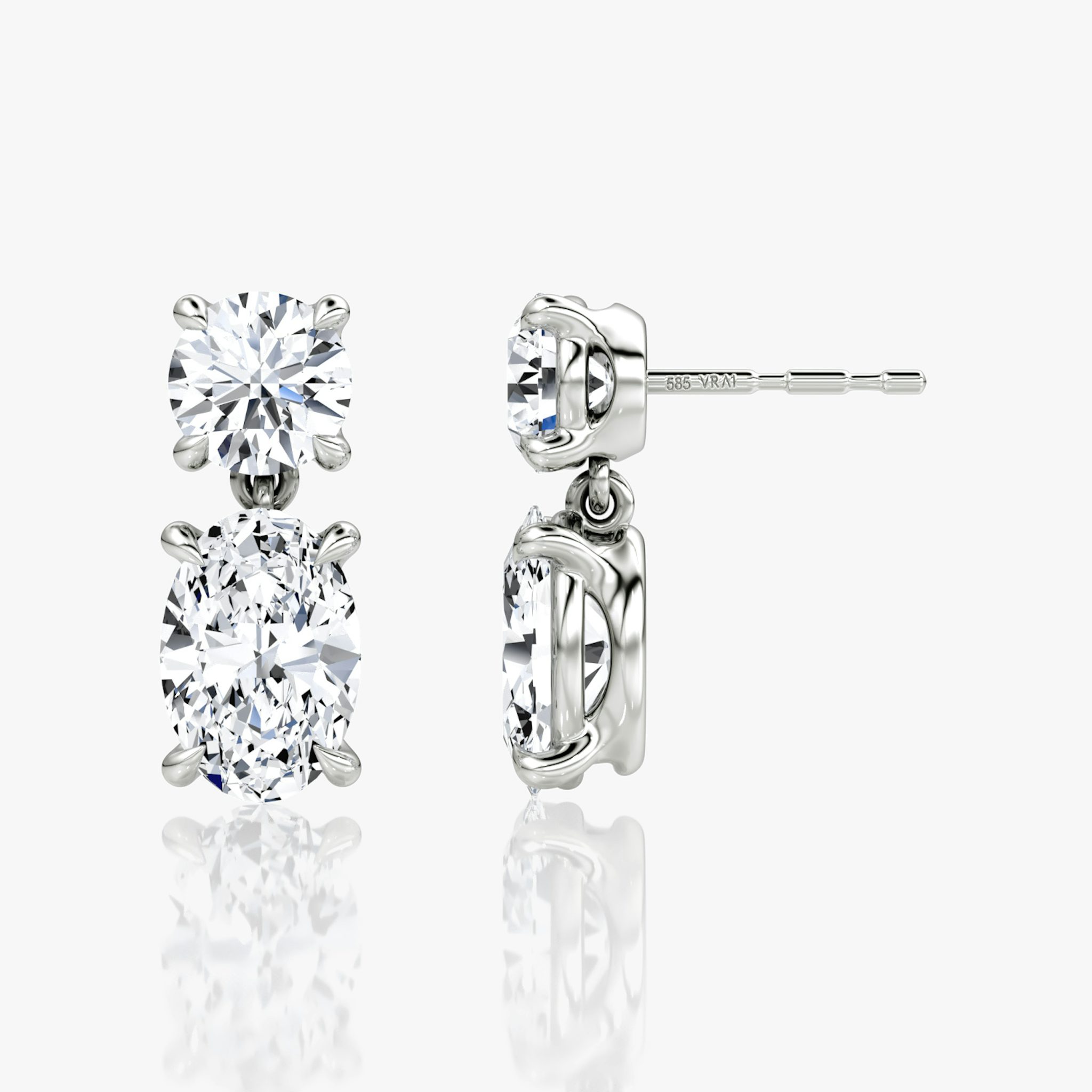 Signature Drop Earring | Round Brilliant and Oval | 14k | White Gold | caratWeight: 1.50ct