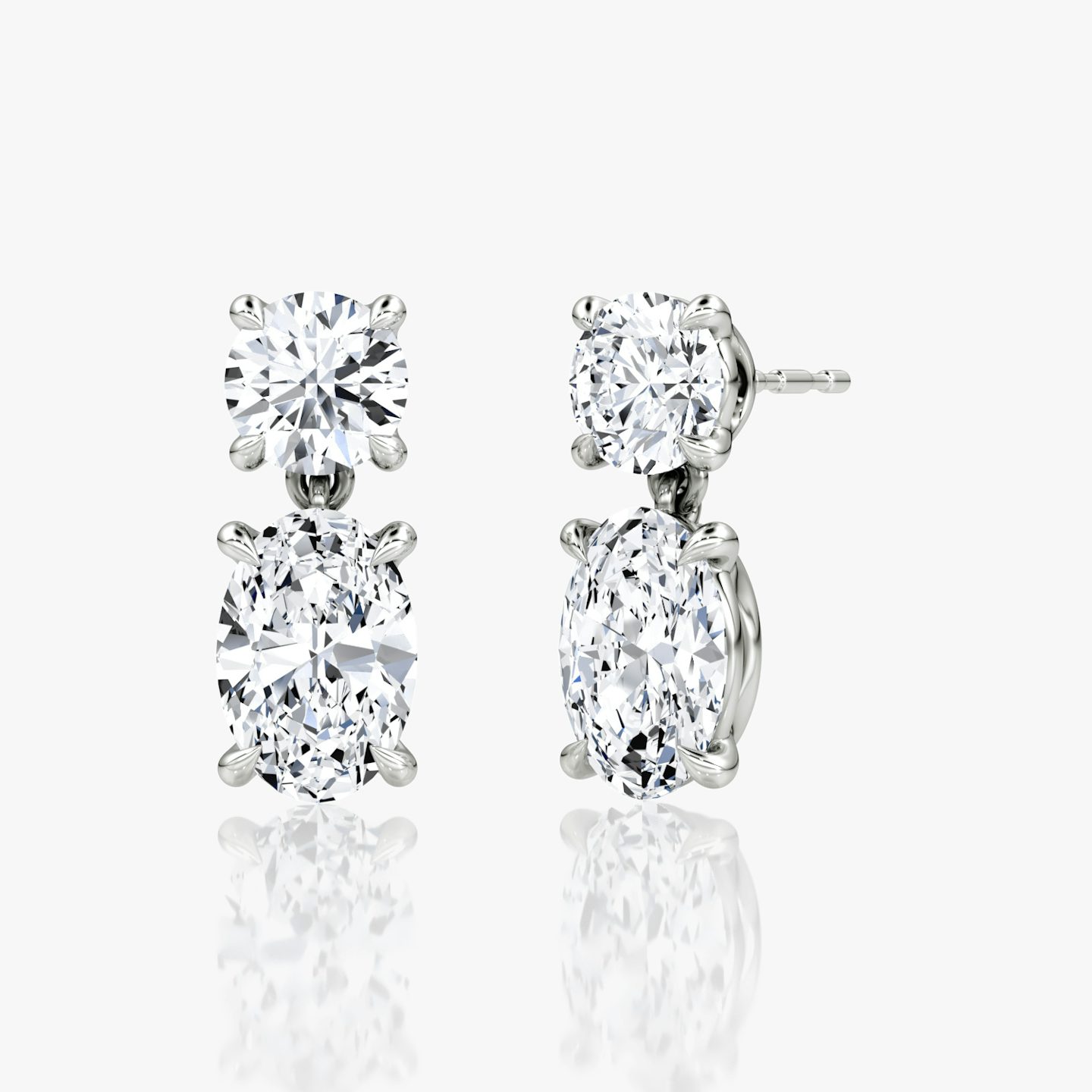 Signature Drop Earring | Round Brilliant and Oval | 14k | White Gold | caratWeight: 1.50ct