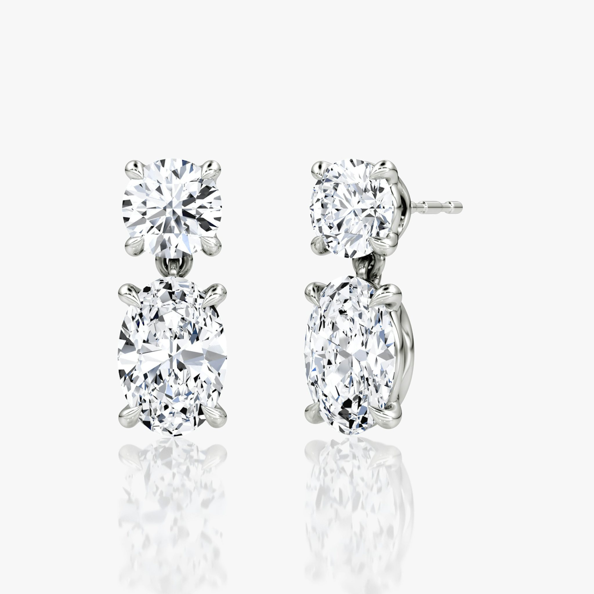 Signature Drop Earring | Round Brilliant and Oval | 14k | White Gold | caratWeight: 1.50ct