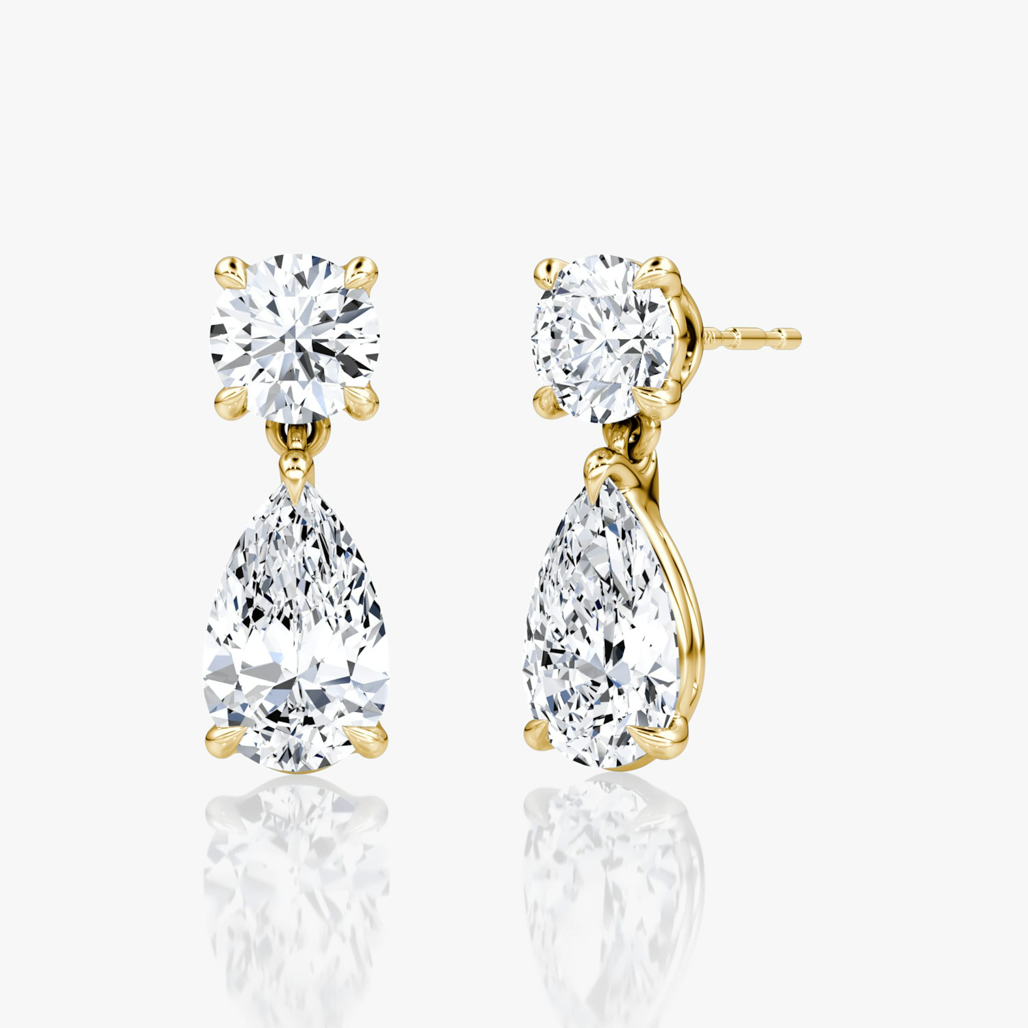 Signature Drop Earring | Round Brilliant and Pear | 14k | Yellow Gold | caratWeight: 1.50ct