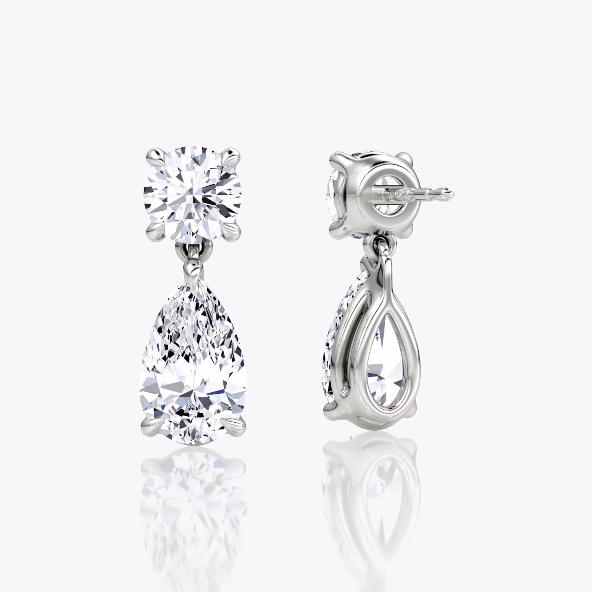 Signature Drop Earring | Round Brilliant and Pear | 14k | White Gold | caratWeight: 1.50ct