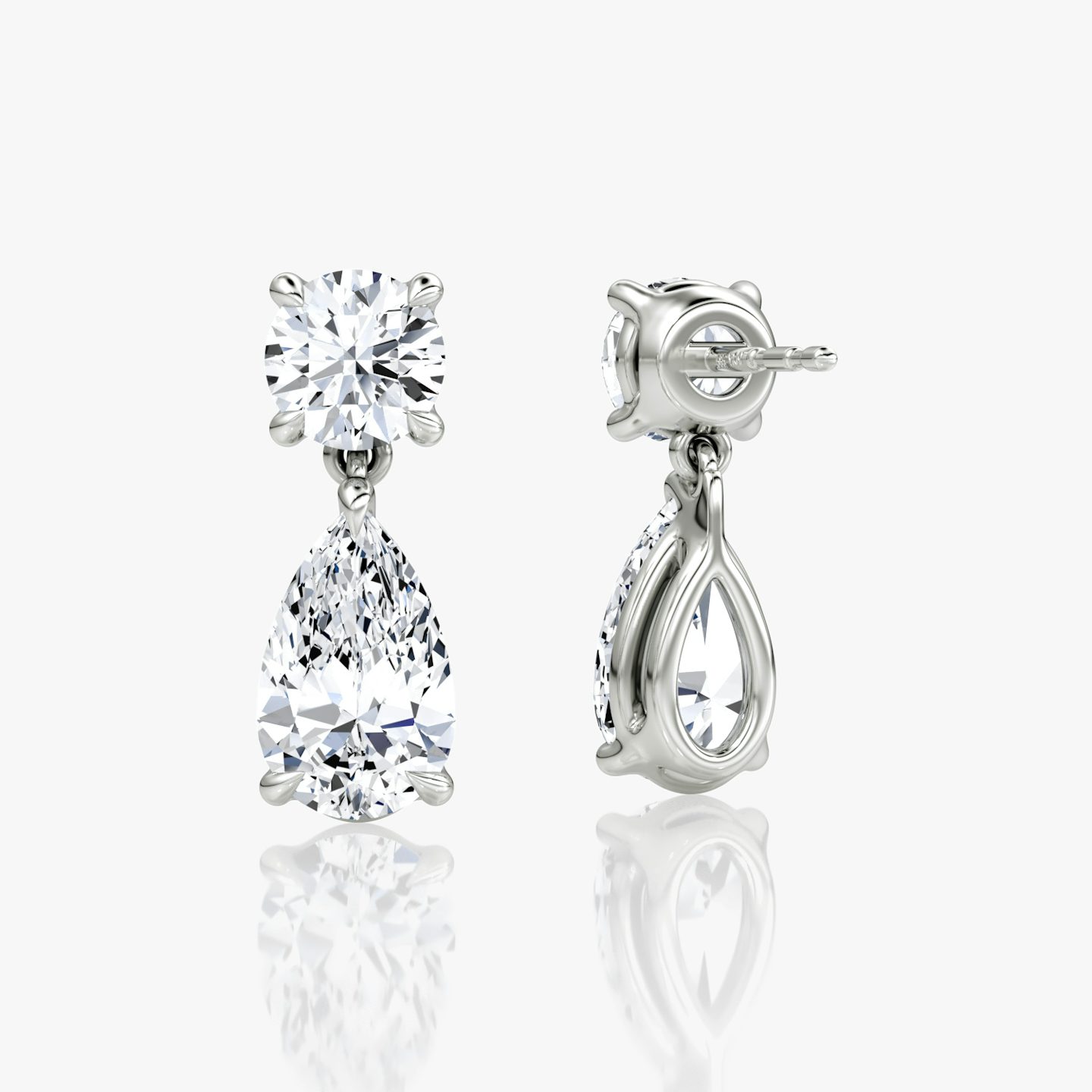Signature Drop Earring | Round Brilliant and Pear | 14k | White Gold | caratWeight: 1.50ct