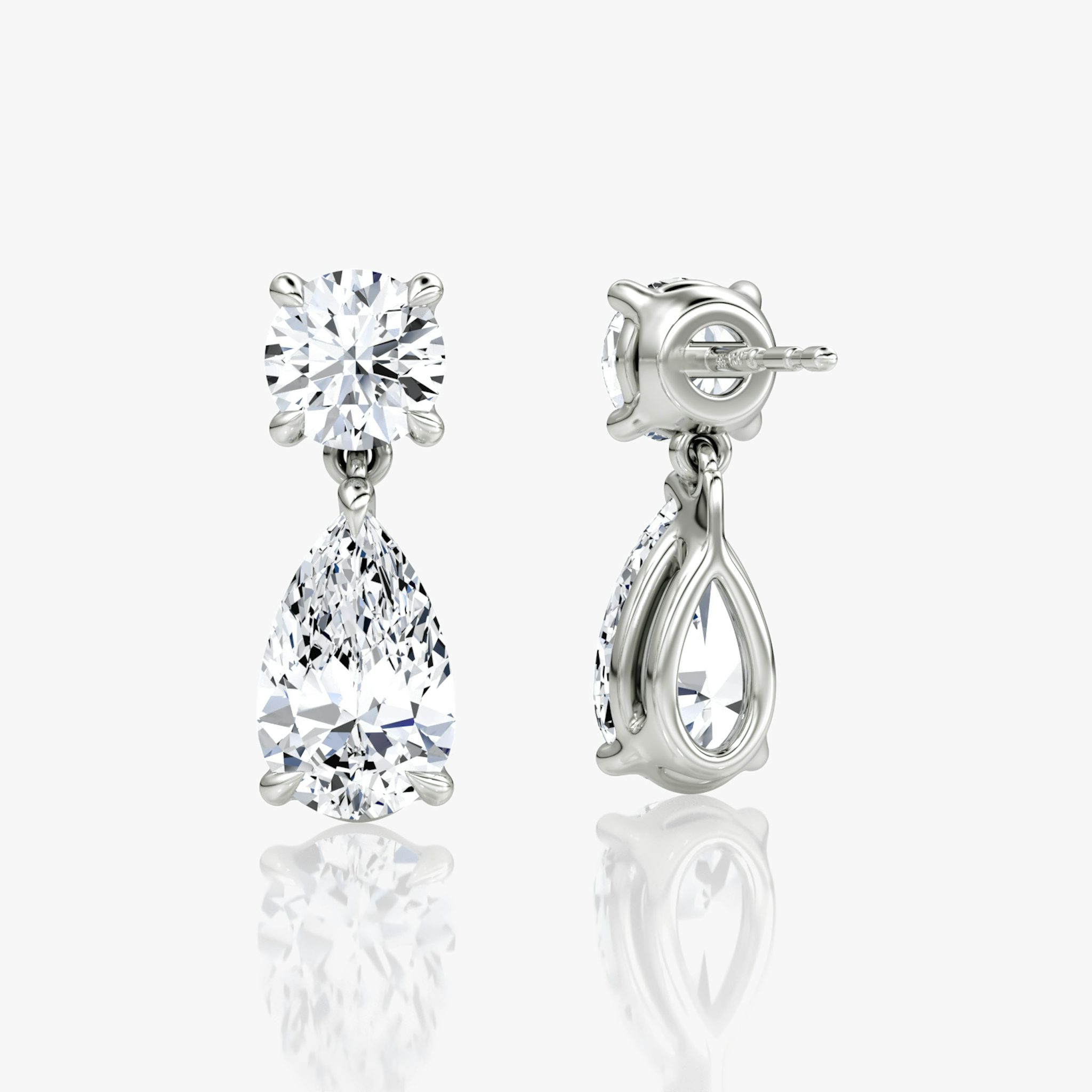 Signature Drop Earring | Round Brilliant and Pear | 14k | White Gold | caratWeight: 1.50ct