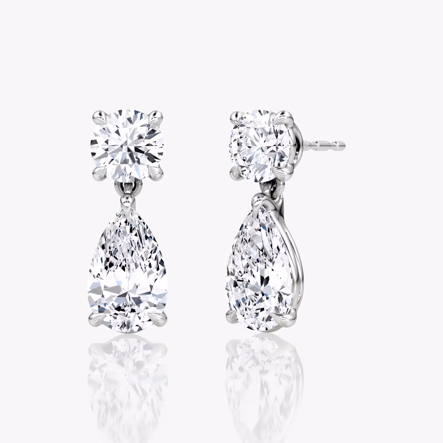 Signature Drop Earring | Round Brilliant and Pear | 14k | White Gold | caratWeight: 1.50ct
