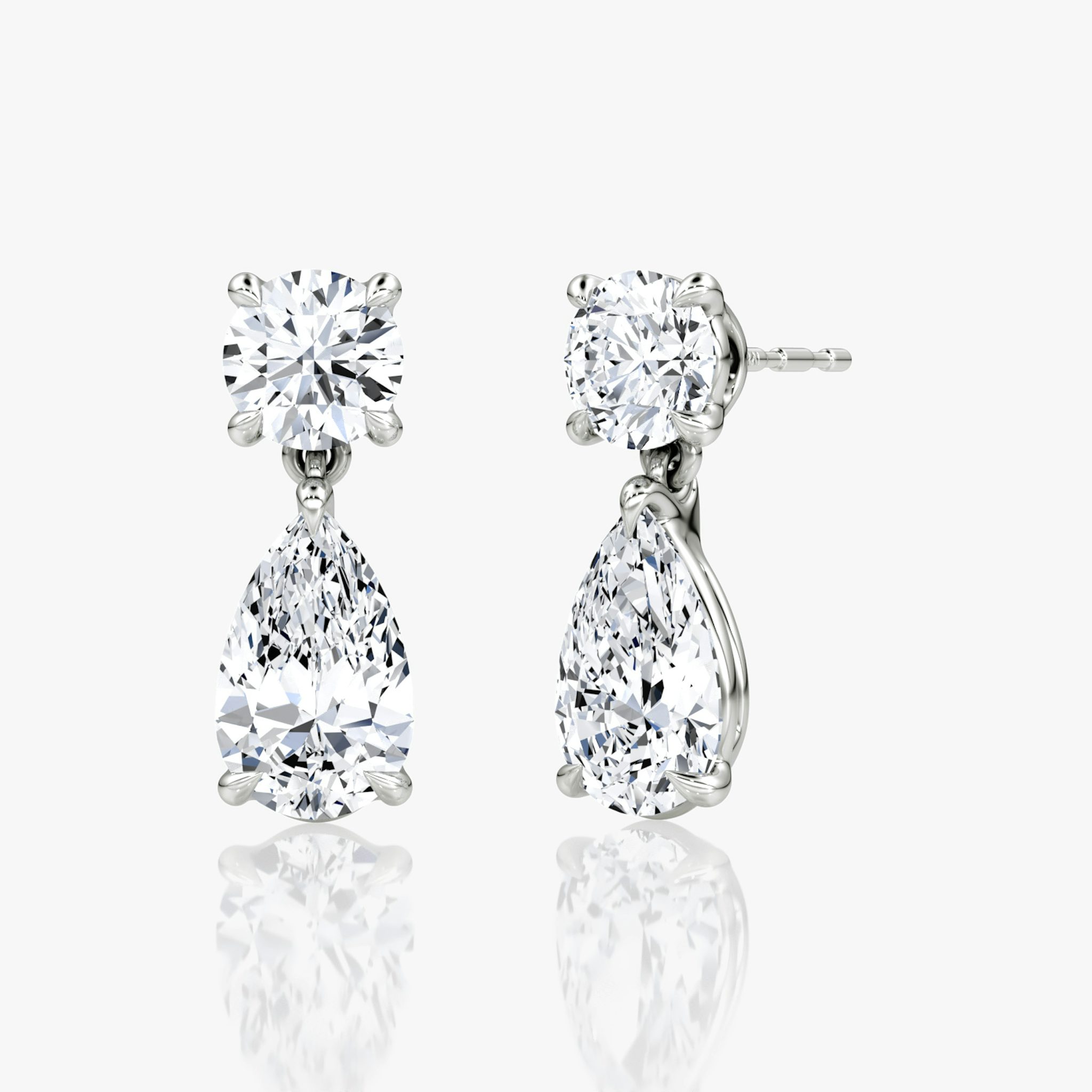 Signature Drop Earring | Round Brilliant and Pear | 14k | White Gold | caratWeight: 1.50ct