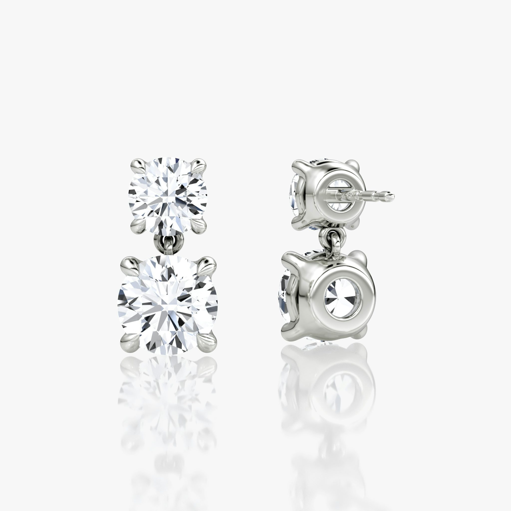 Signature Drop Earring | Round Brilliant and Round Brilliant | 14k | White Gold | caratWeight: 1.50ct