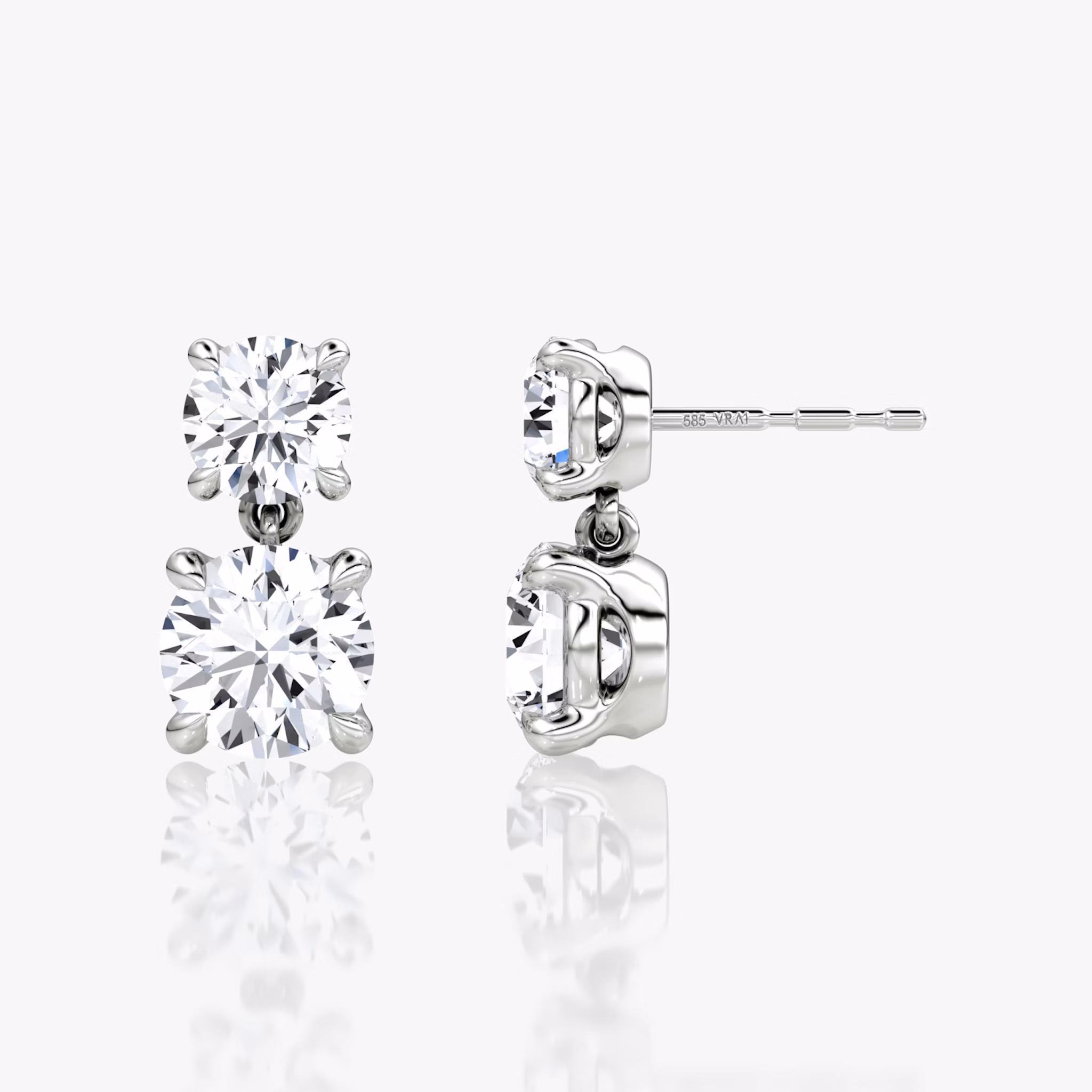 Signature Drop Earring | Round Brilliant and Round Brilliant | 14k | White Gold | caratWeight: 1.50ct