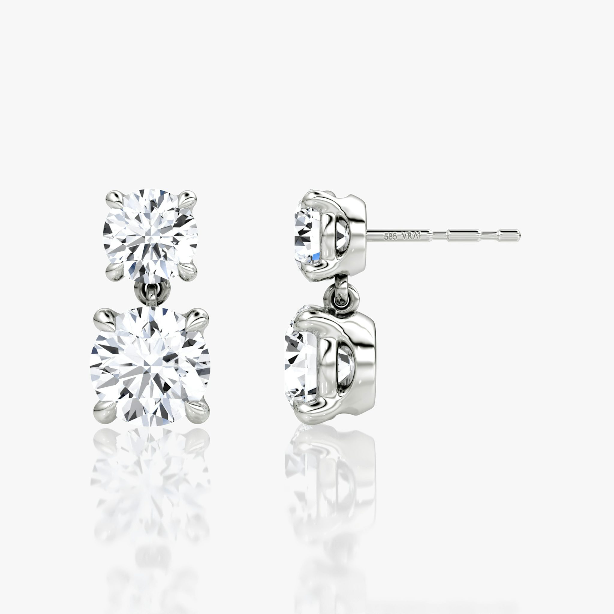 Signature Drop Earring | Round Brilliant and Round Brilliant | 14k | White Gold | caratWeight: 1.50ct