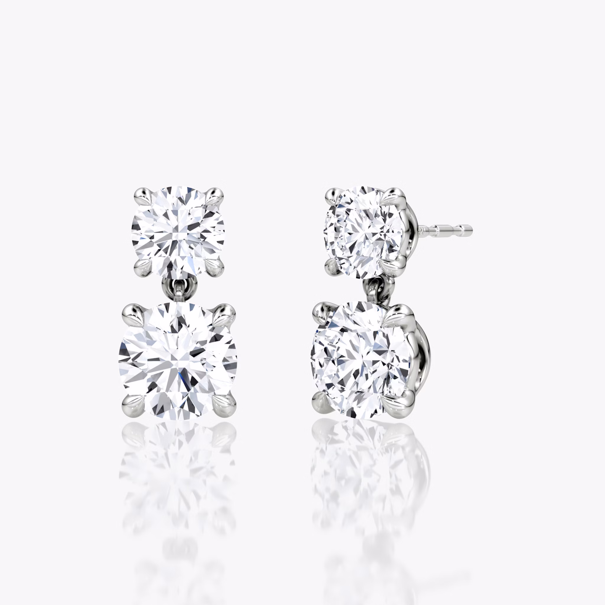 Signature Drop Earring | Round Brilliant and Round Brilliant | 14k | White Gold | caratWeight: 1.50ct