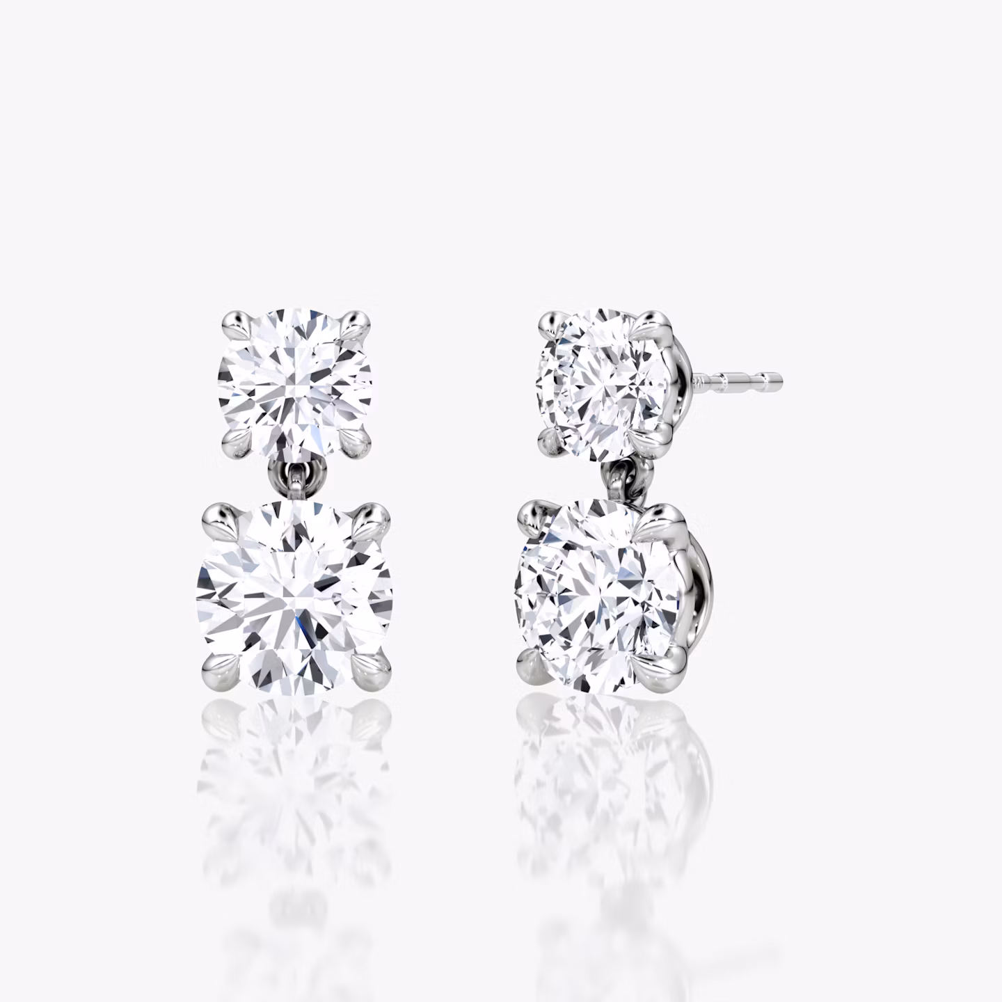 Signature Drop Earring | Round Brilliant and Round Brilliant | 14k | White Gold | caratWeight: 1.50ct