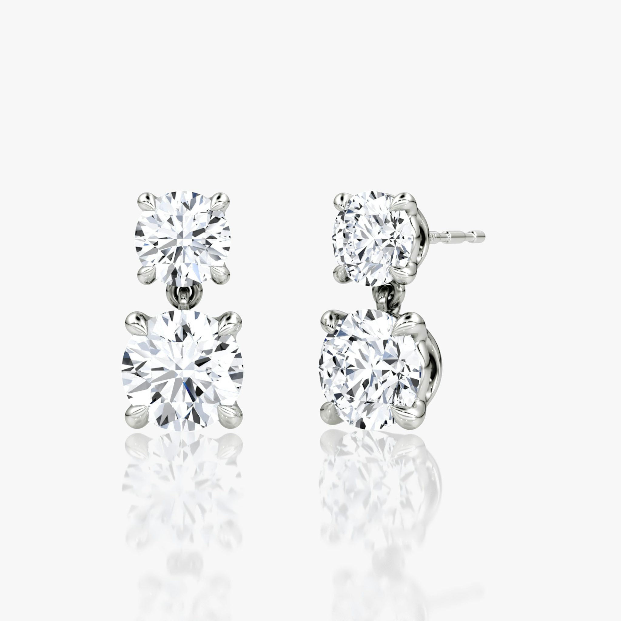 Signature Drop Earring | Round Brilliant and Round Brilliant | 14k | White Gold | caratWeight: 1.50ct