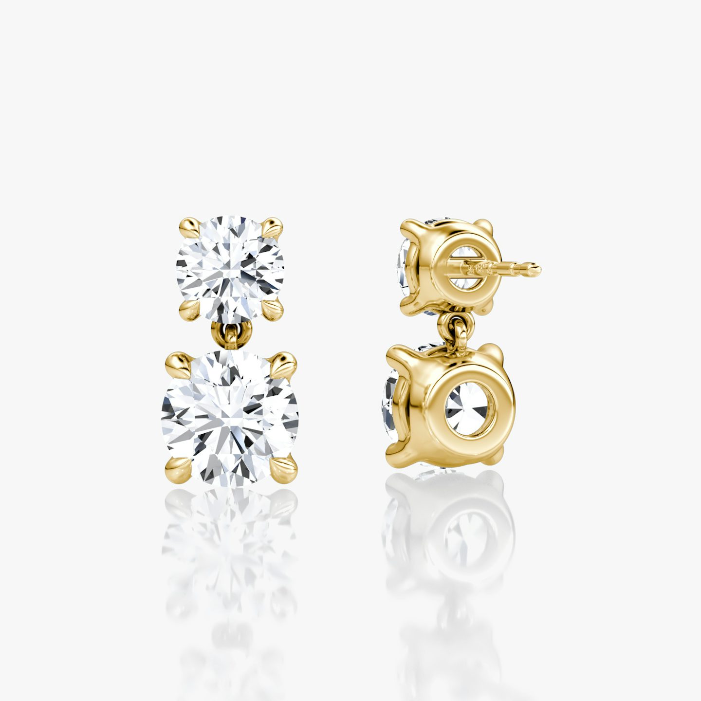 Signature Drop Earring | Round Brilliant and Round Brilliant | 14k | Yellow Gold | caratWeight: 1.50ct