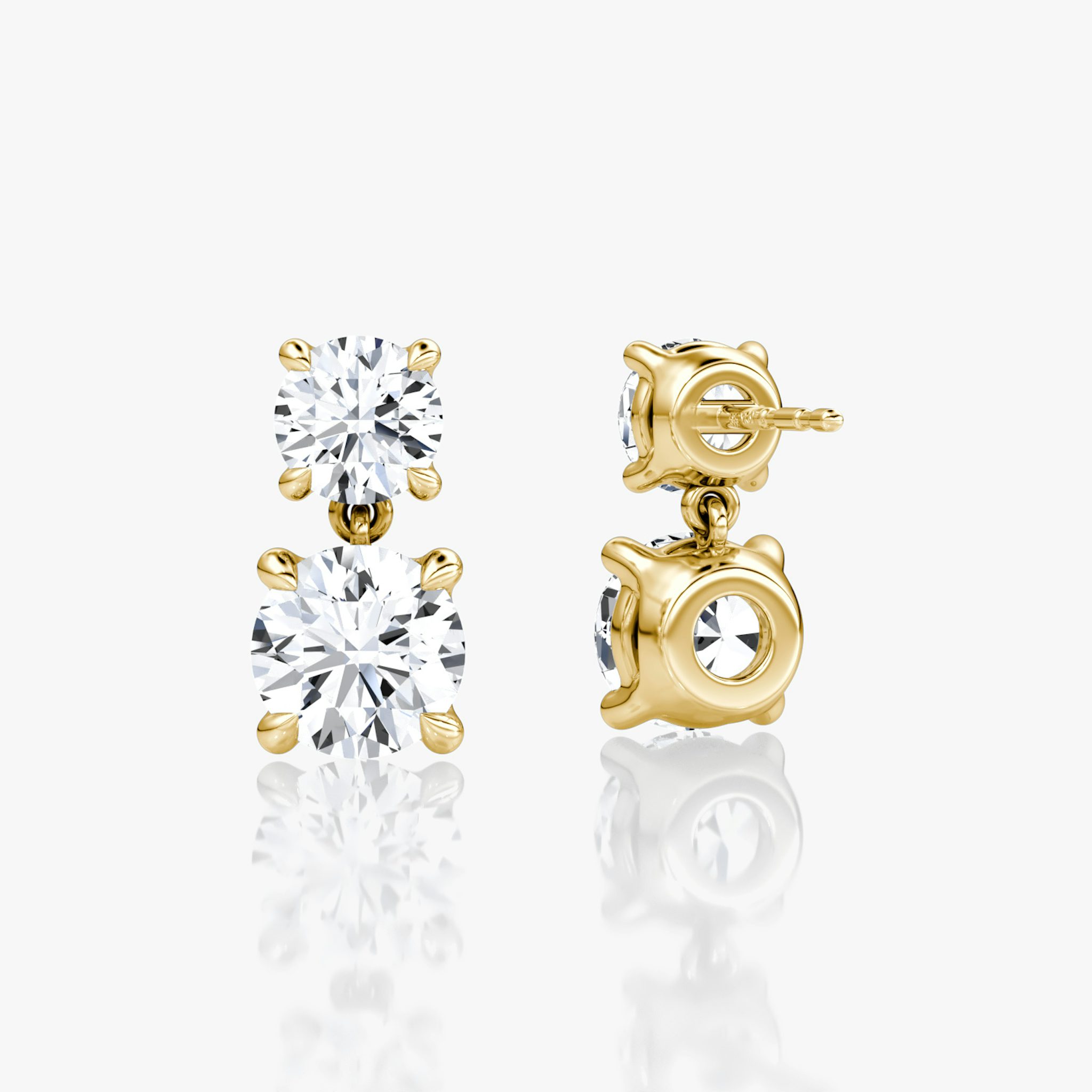 Signature Drop Earring | Round Brilliant and Round Brilliant | 14k | Yellow Gold | caratWeight: 1.50ct