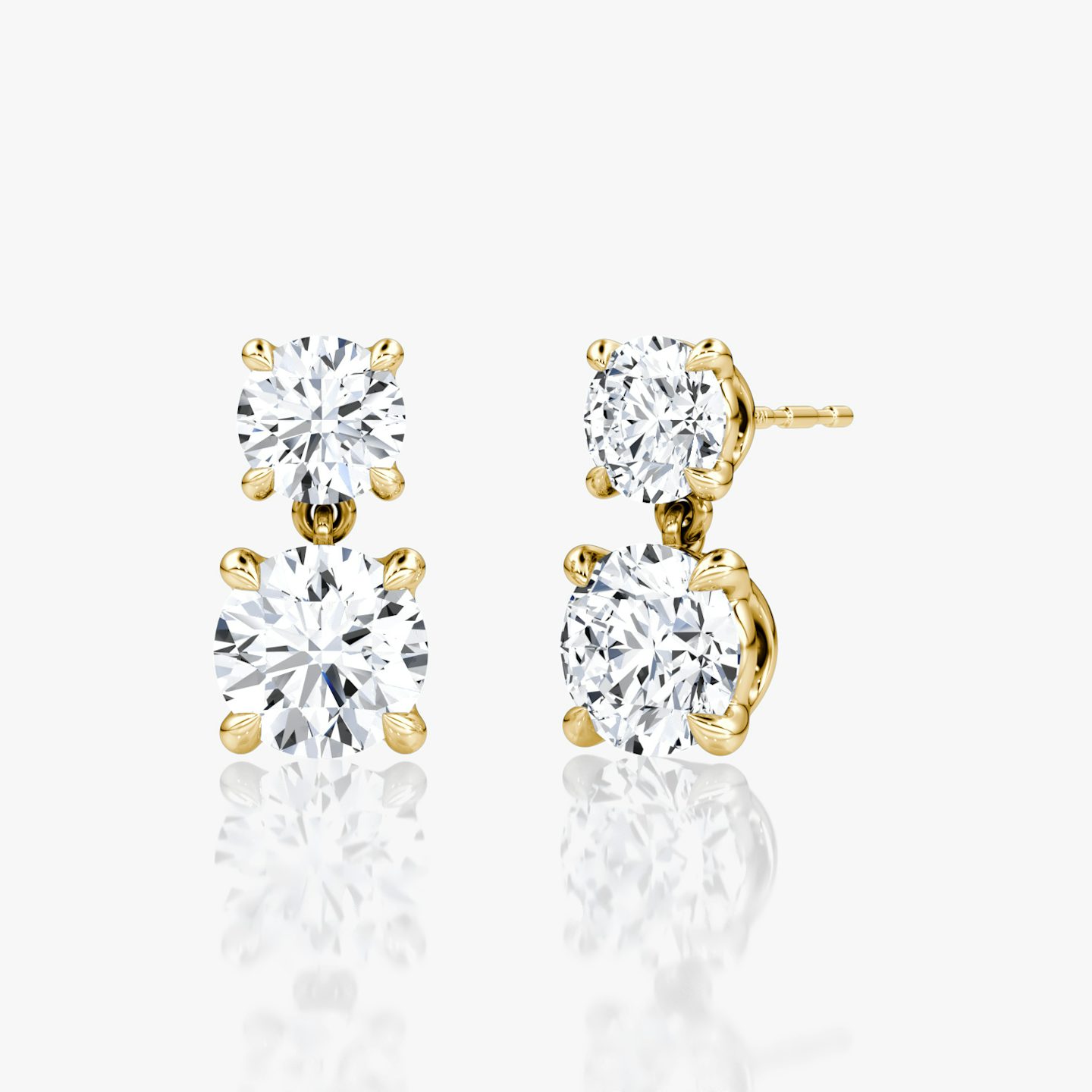Signature Drop Earring | Round Brilliant and Round Brilliant | 14k | Yellow Gold | caratWeight: 1.50ct