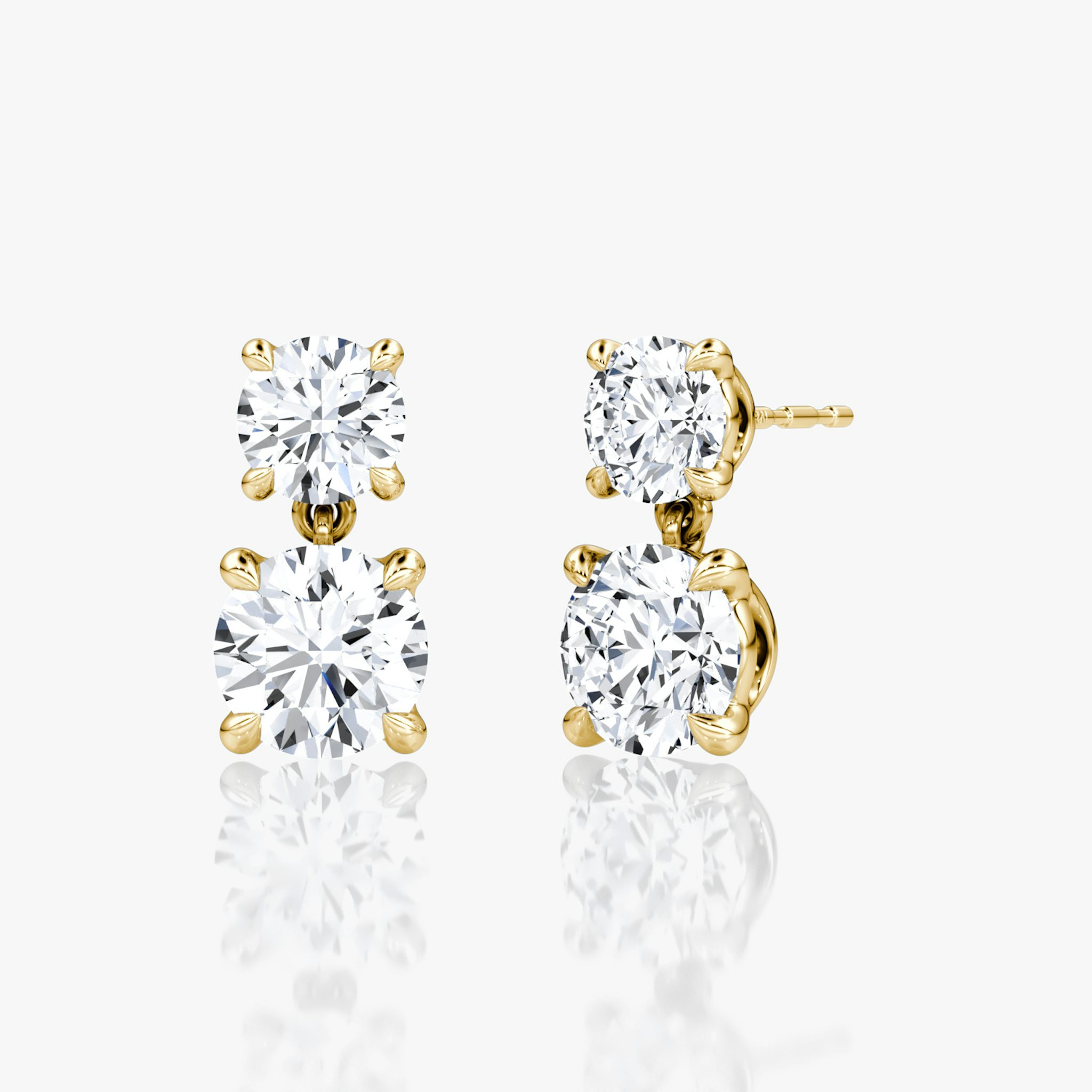 Signature Drop Earring | Round Brilliant and Round Brilliant | 14k | Yellow Gold | caratWeight: 1.50ct