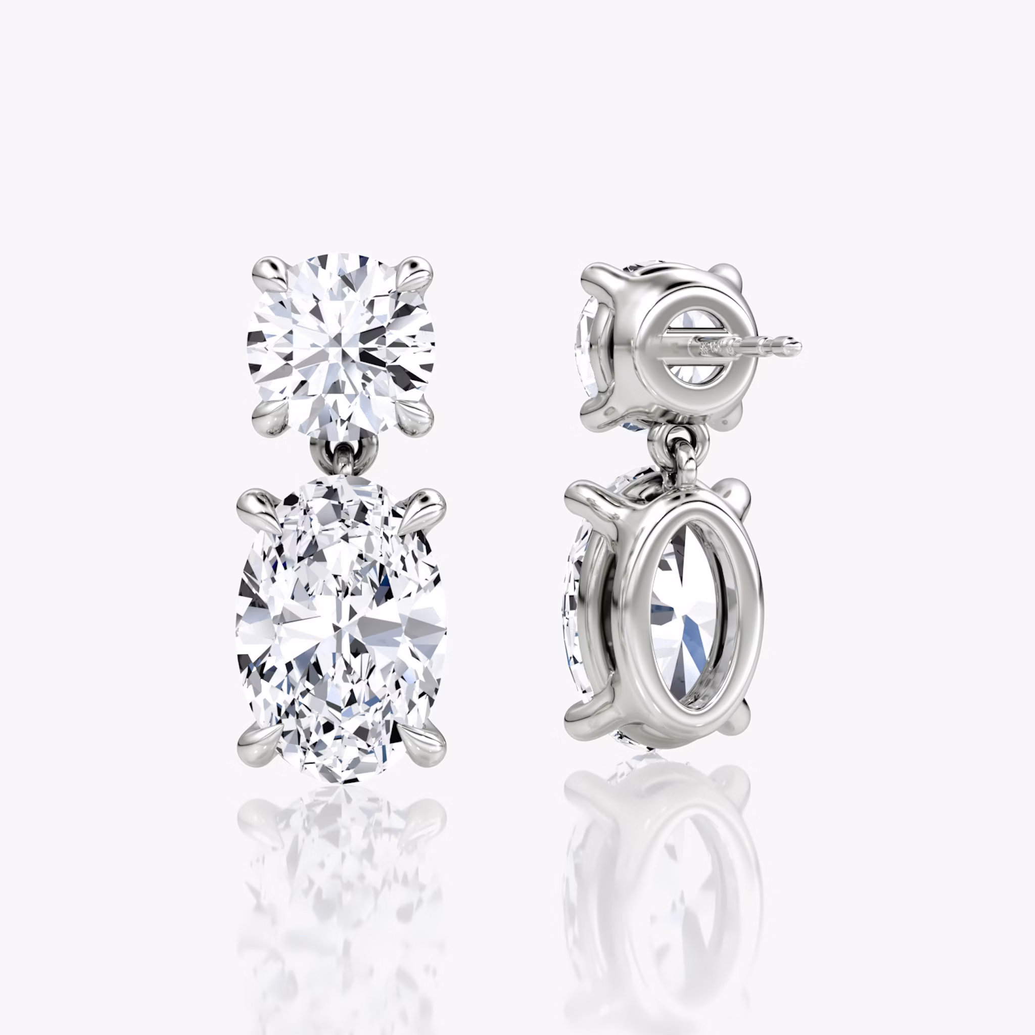 Signature Drop Earring | Round Brilliant and Oval | 14k | White Gold | caratWeight: 3ct