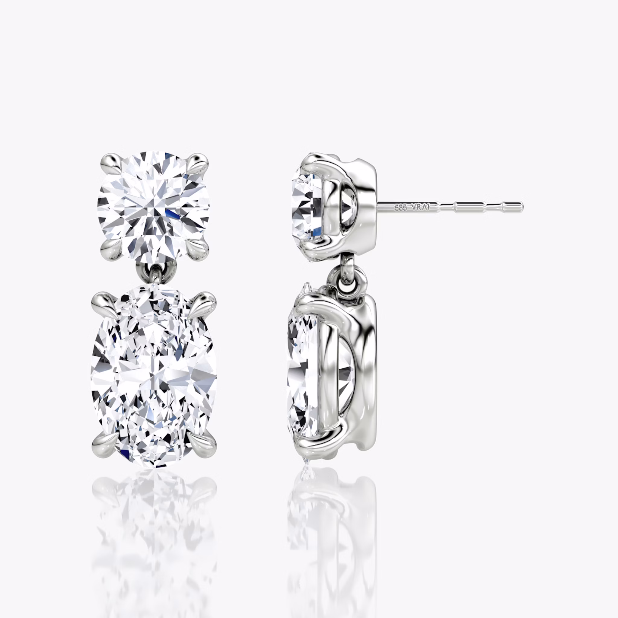 Signature Drop Earring | Round Brilliant and Oval | 14k | White Gold | caratWeight: 3ct