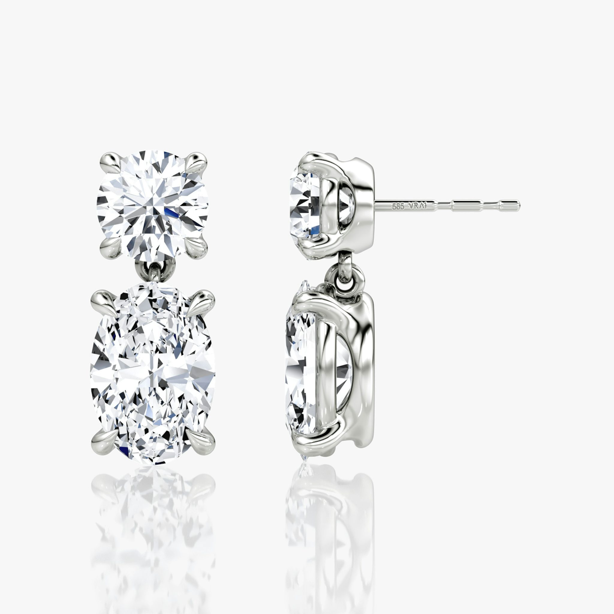 Signature Drop Earring | Round Brilliant and Oval | 14k | White Gold | caratWeight: 3ct