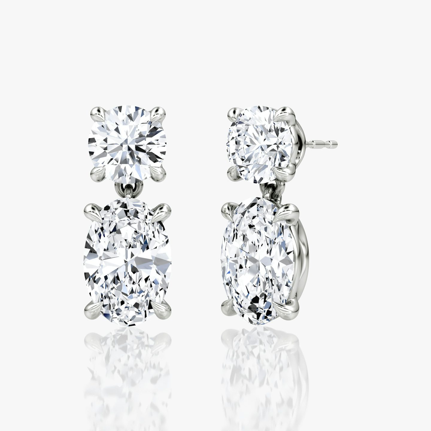 Signature Drop Earring | Round Brilliant and Oval | 14k | White Gold | caratWeight: 3ct