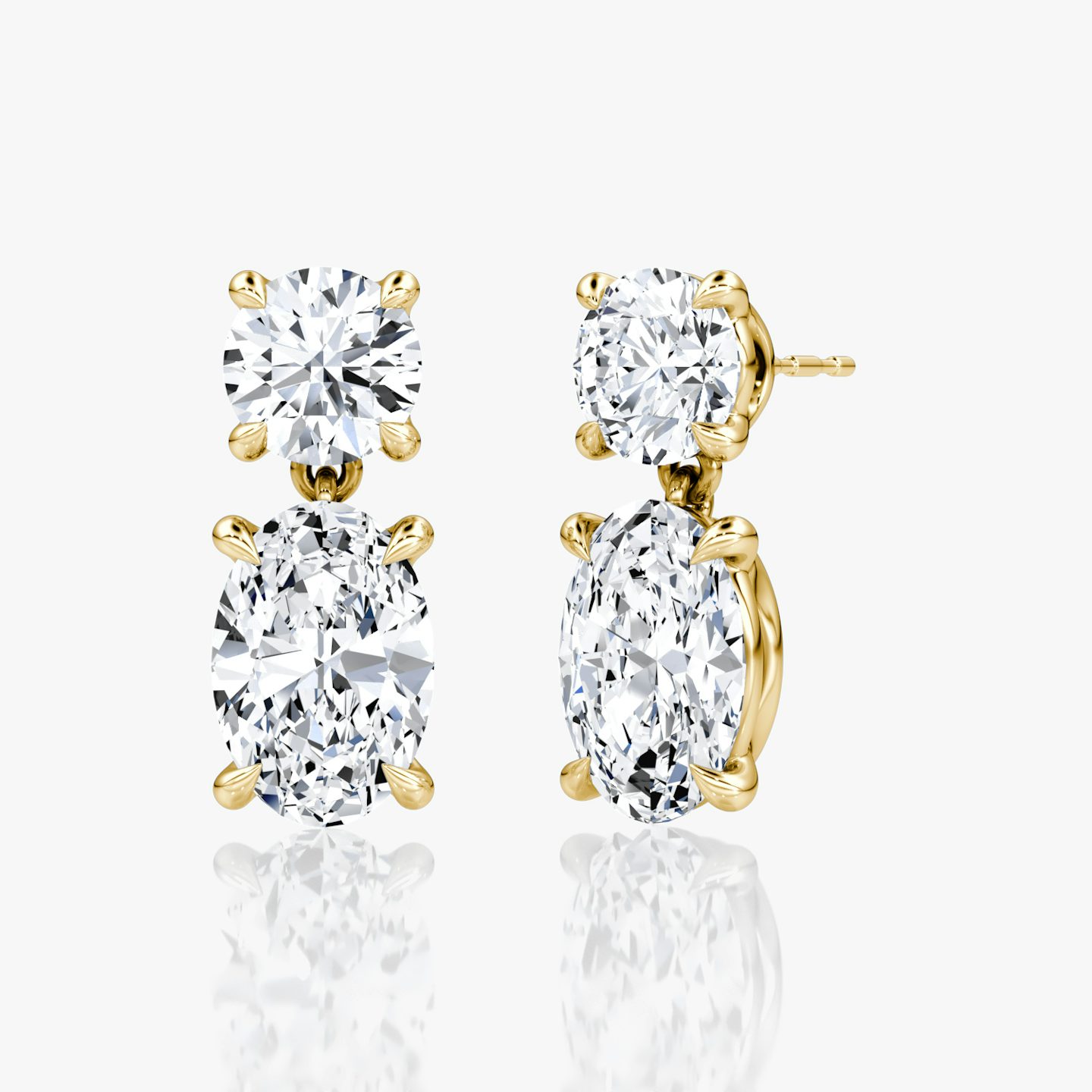 Signature Drop Earring | Round Brilliant and Oval | 14k | Yellow Gold | caratWeight: 3ct