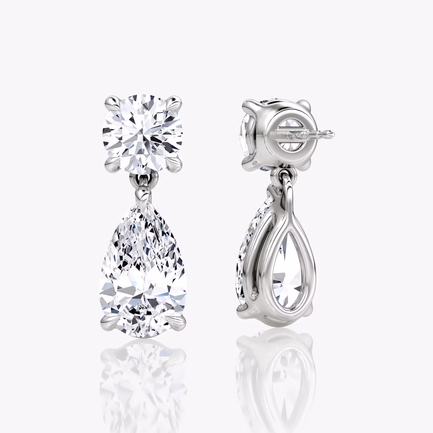 Signature Drop Earring | Round Brilliant and Pear | 14k | White Gold | caratWeight: 3ct