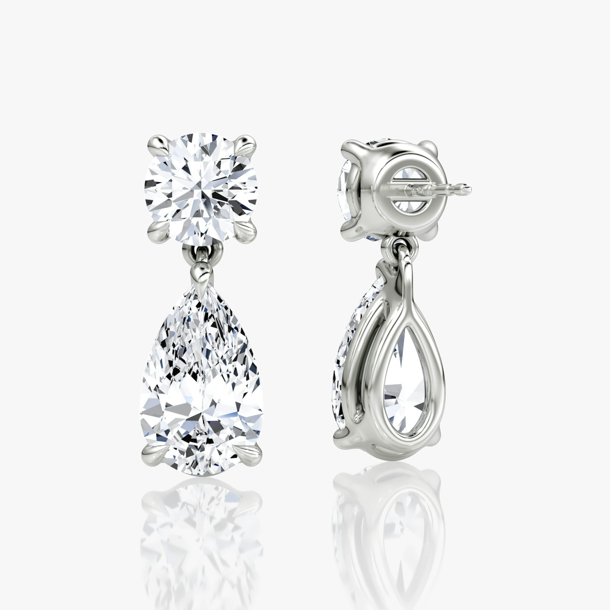 Signature Drop Earring | Round Brilliant and Pear | 14k | White Gold | caratWeight: 3ct