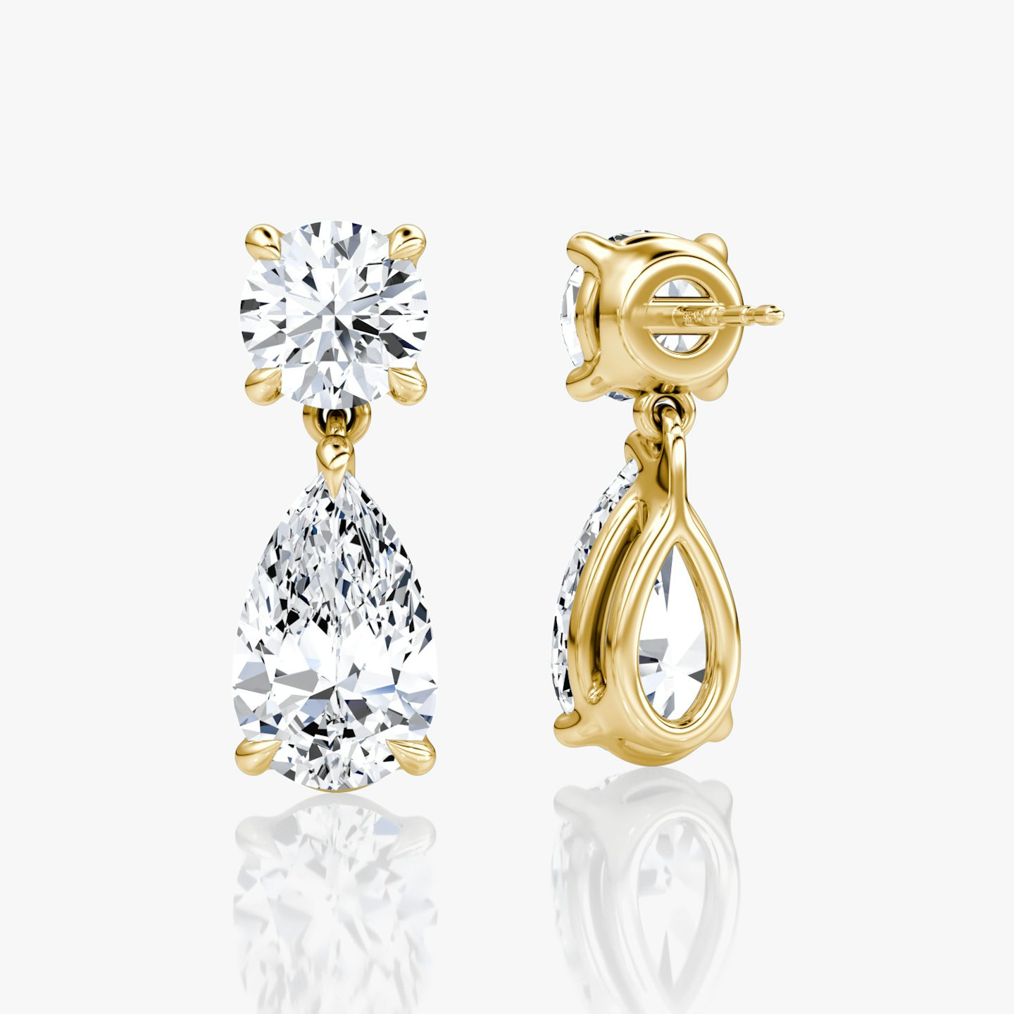 Signature Drop Earring | Round Brilliant and Pear | 14k | Yellow Gold | caratWeight: 3ct