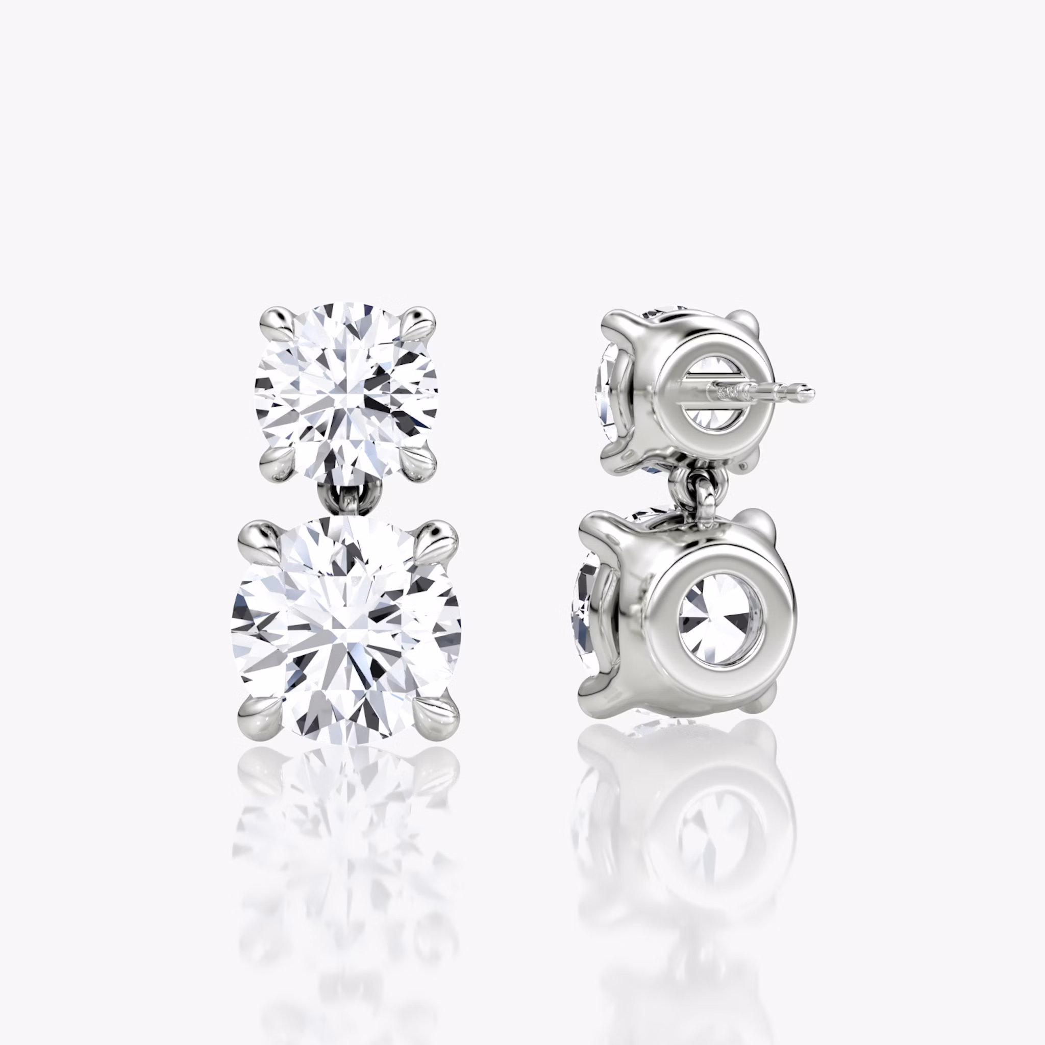 Signature Drop Earring | Round Brilliant and Round Brilliant | 14k | White Gold | caratWeight: 3ct