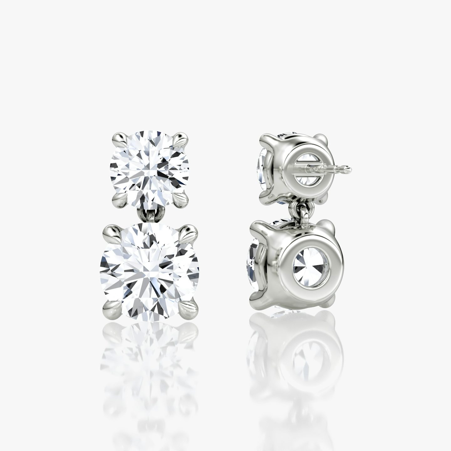 Signature Drop Earring | Round Brilliant and Round Brilliant | 14k | White Gold | caratWeight: 3ct