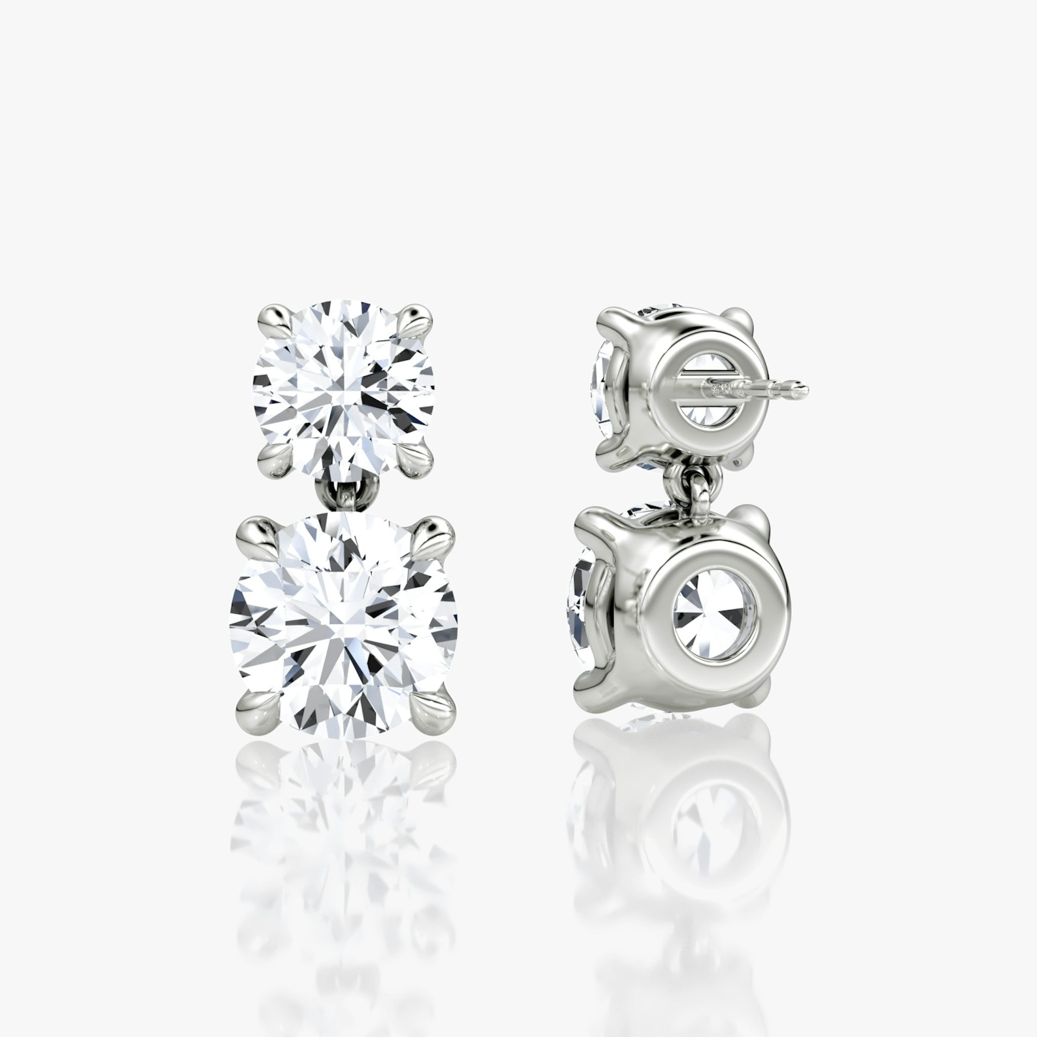 Signature Drop Earring | Round Brilliant and Round Brilliant | 14k | White Gold | caratWeight: 3ct