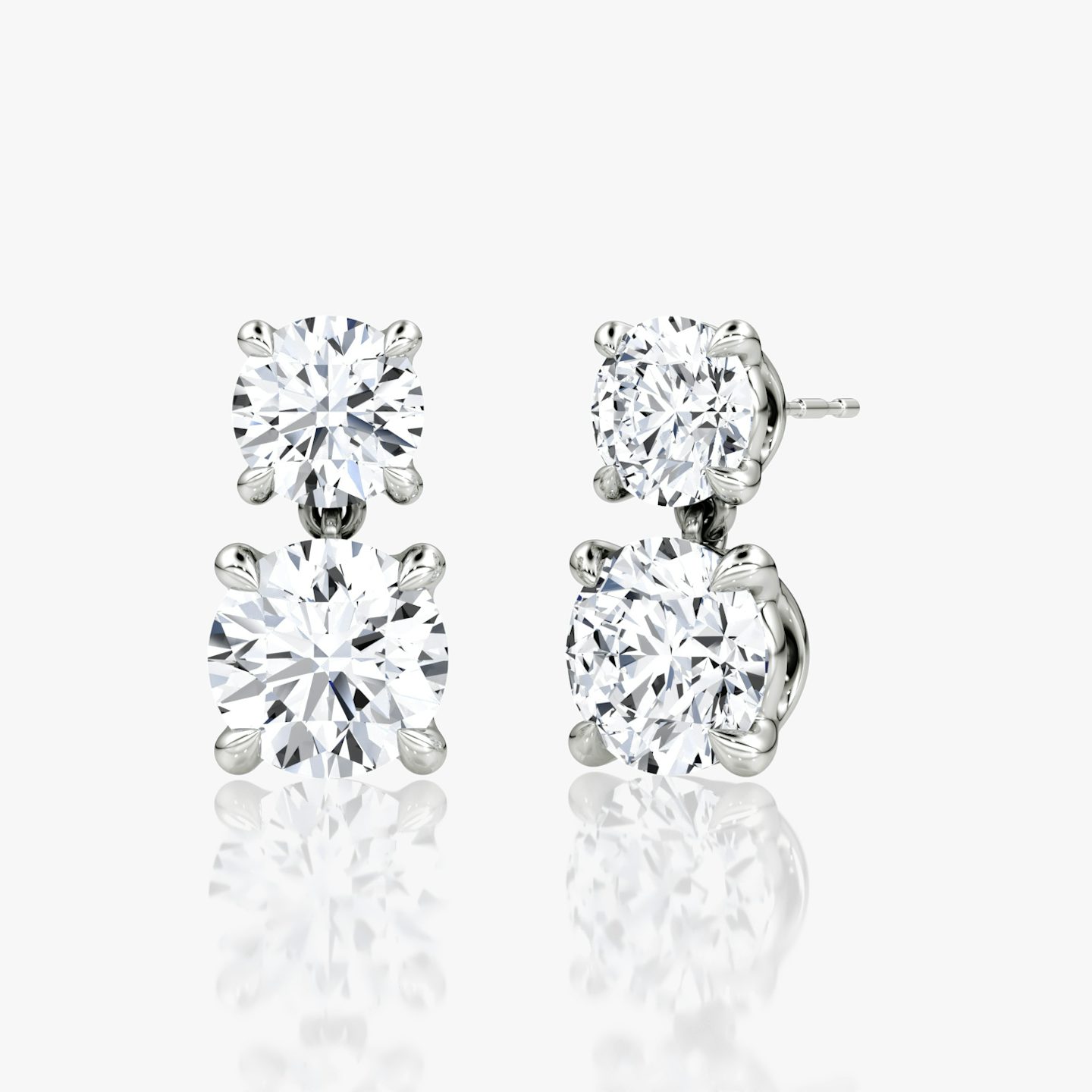 Signature Drop Earring | Round Brilliant and Round Brilliant | 14k | White Gold | caratWeight: 3ct