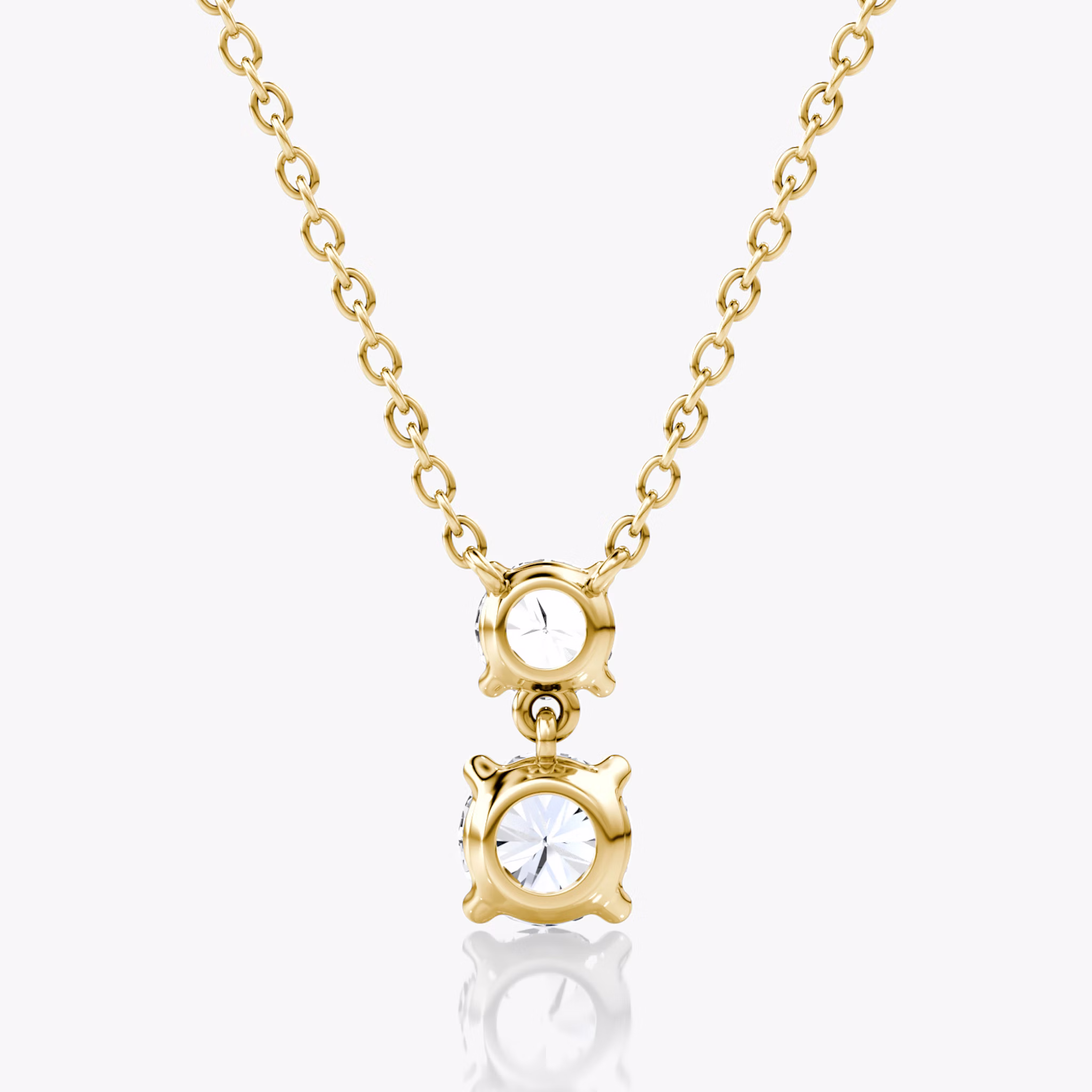 Signature Duo Drop Necklace | Round Brilliant and Round Brilliant | 14k | Yellow Gold | caratWeight: 0.75ct