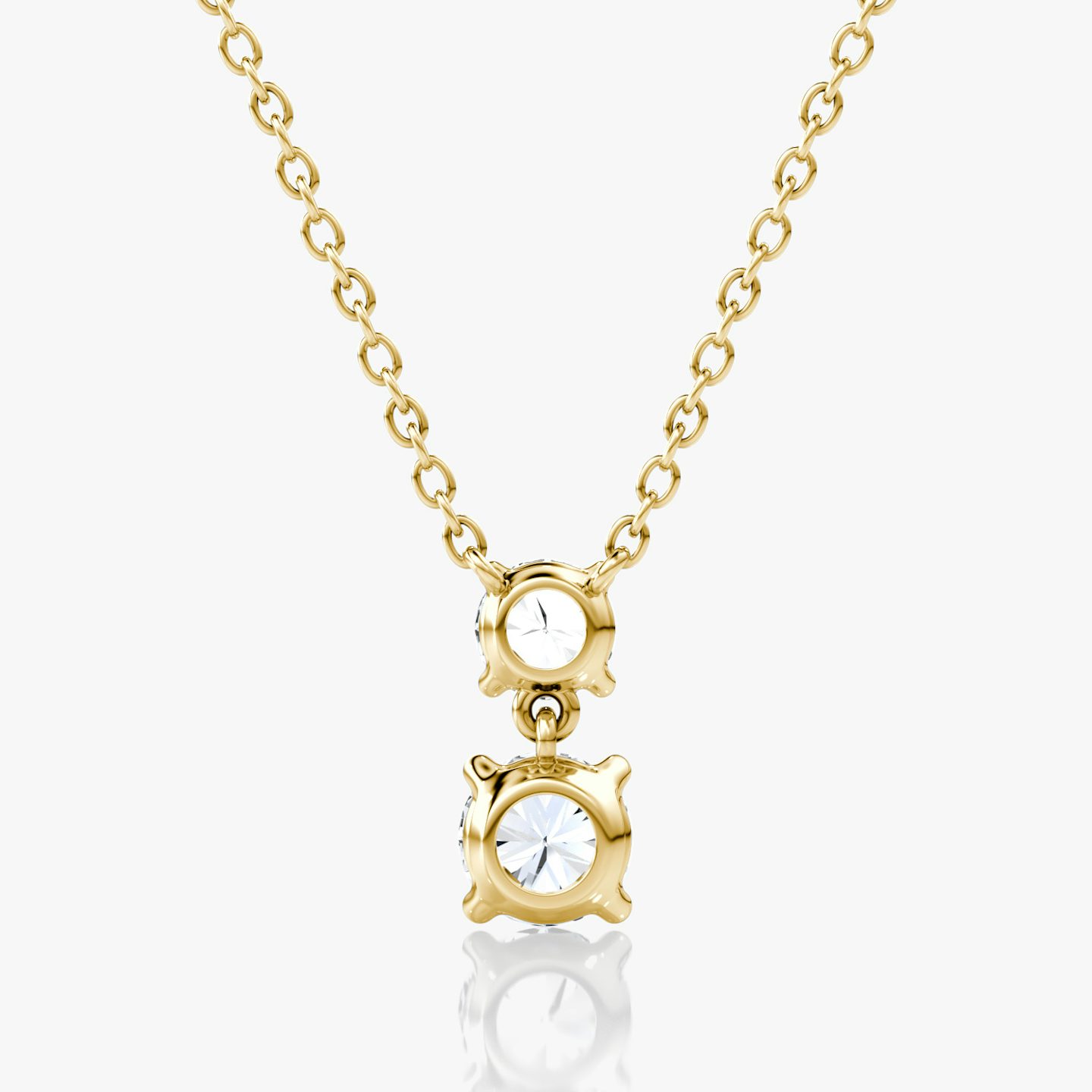 Signature Duo Drop Necklace | Round Brilliant and Round Brilliant | 14k | Yellow Gold | caratWeight: 0.75ct