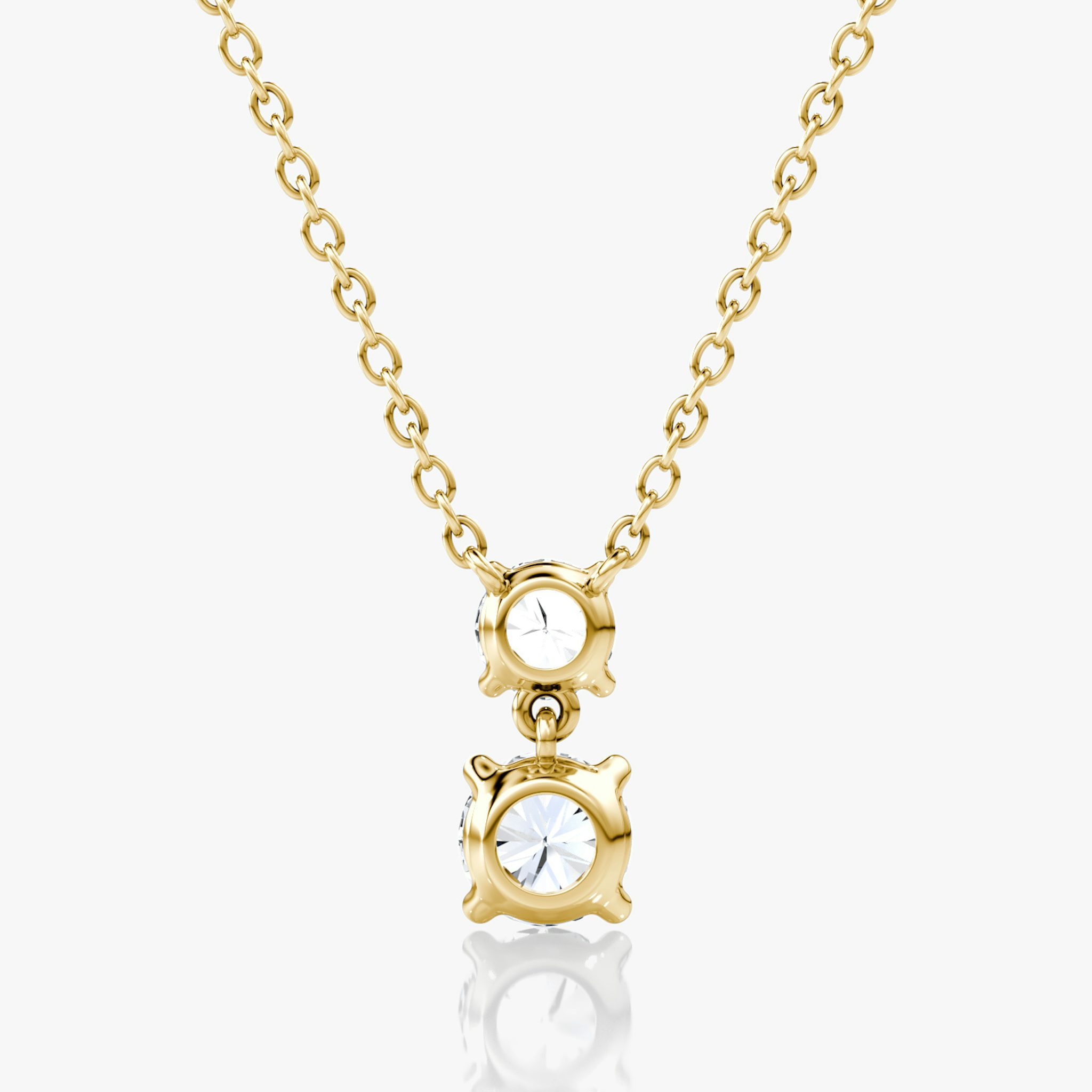 Signature Duo Drop Necklace | Round Brilliant and Round Brilliant | 14k | Yellow Gold | caratWeight: 0.75ct